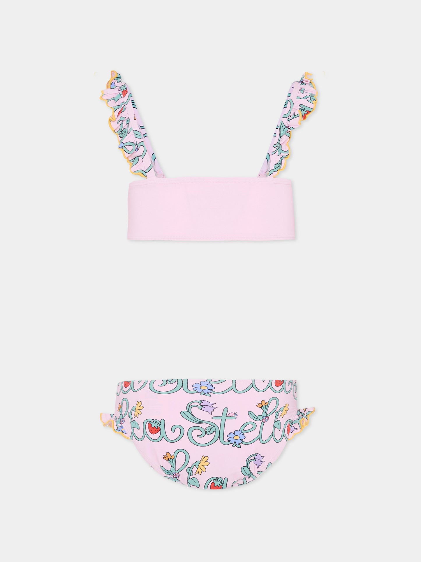 Bikini rosa per bambina con logo e fiori,Stella Mccartney Kids,TYCA55-Z3511 51RMC