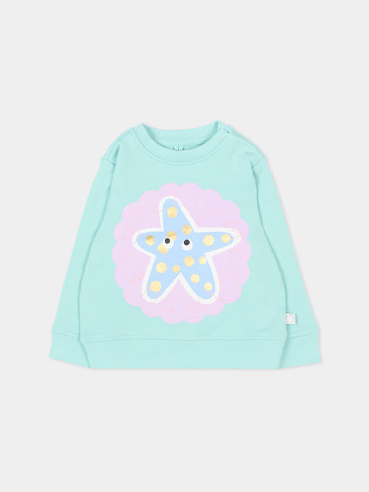 Felpa azzurra per neonata con stella,Stella Mccartney Kids,TY4050-Z3409 683