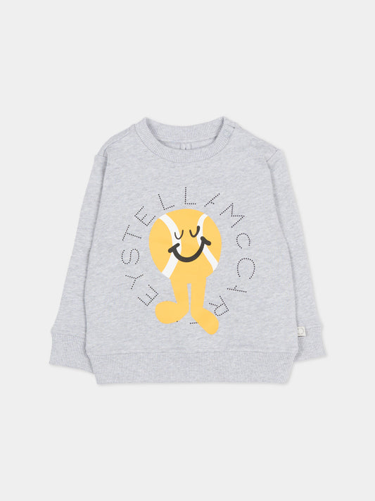 Felpa grigia per neonato con stampa palla da tennis,Stella Mccartney Kids,TY4580-Z0499 807