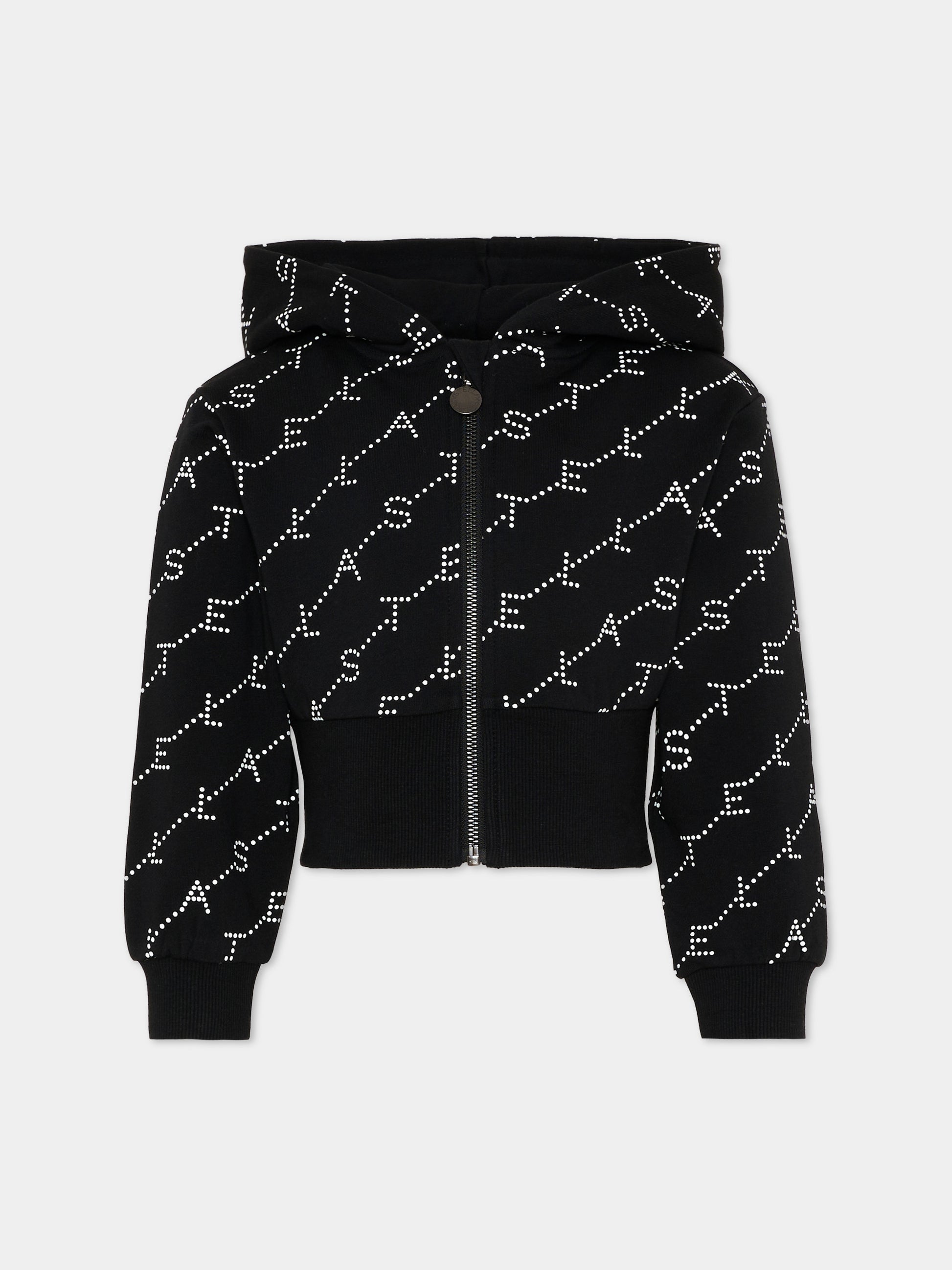 Felpa nera per bambina con logo,Stella Mccartney Kids,TY4B50-Z3477 930BC