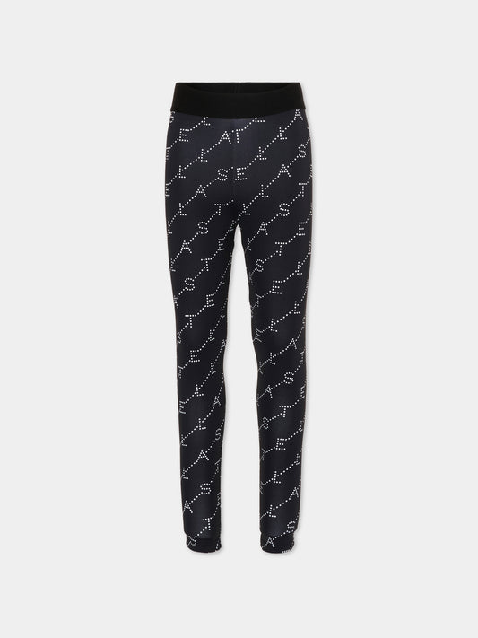 Leggings neri per bambina con logo,Stella Mccartney Kids,TY6D30-Z3479 930BC