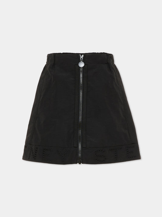 Gonna nera per bambina con logo,Stella Mccartney Kids,TY7A61-Z3484 930