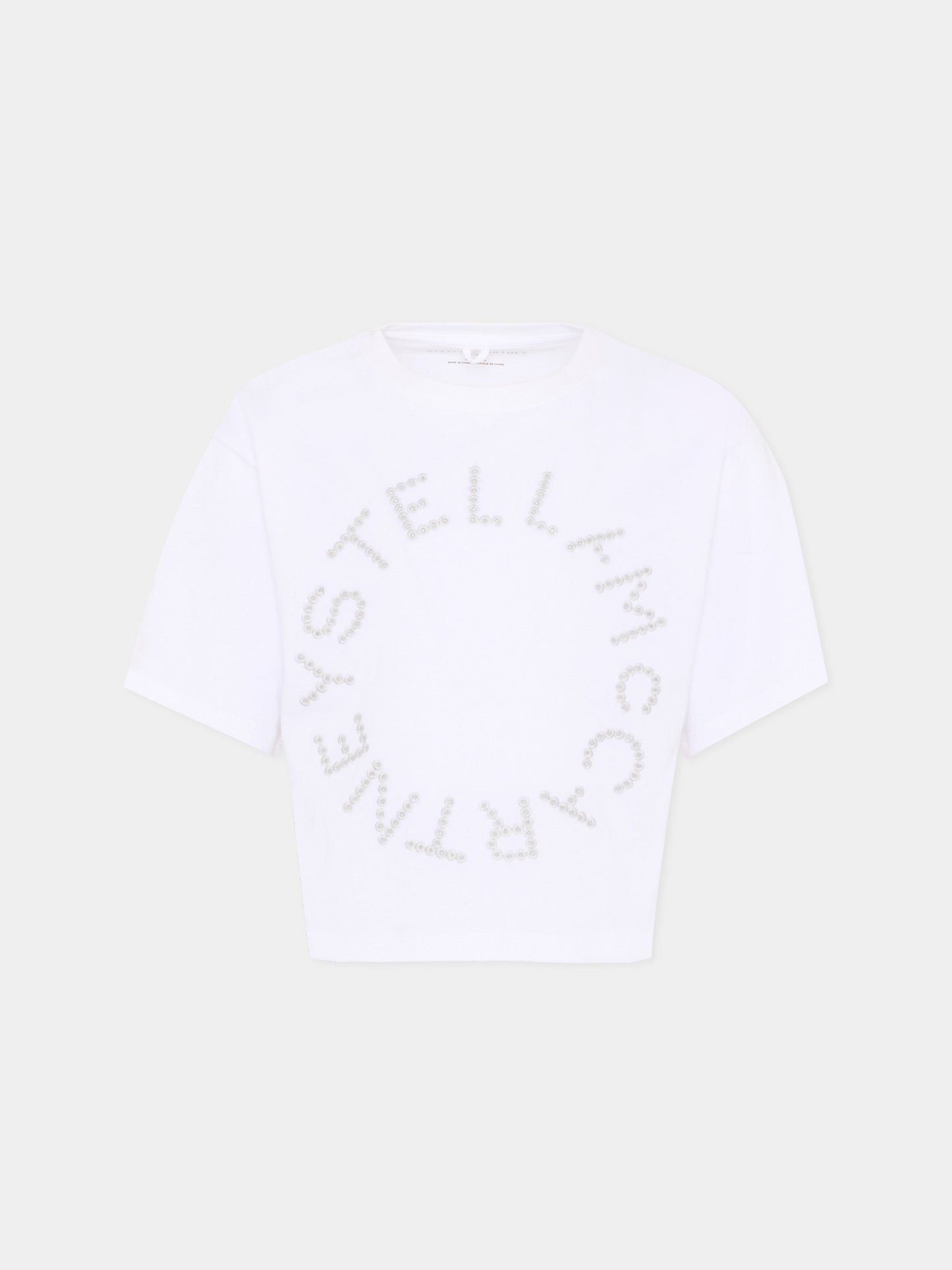 T-shirt bianca per bambina con logo,Stella Mccartney Kids,TY8C01-Z0434 100