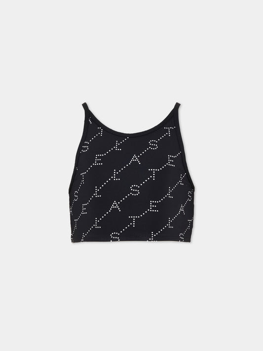 Top nero per bambina con logo,Stella Mccartney Kids,TY8C12-Z3479 930BC