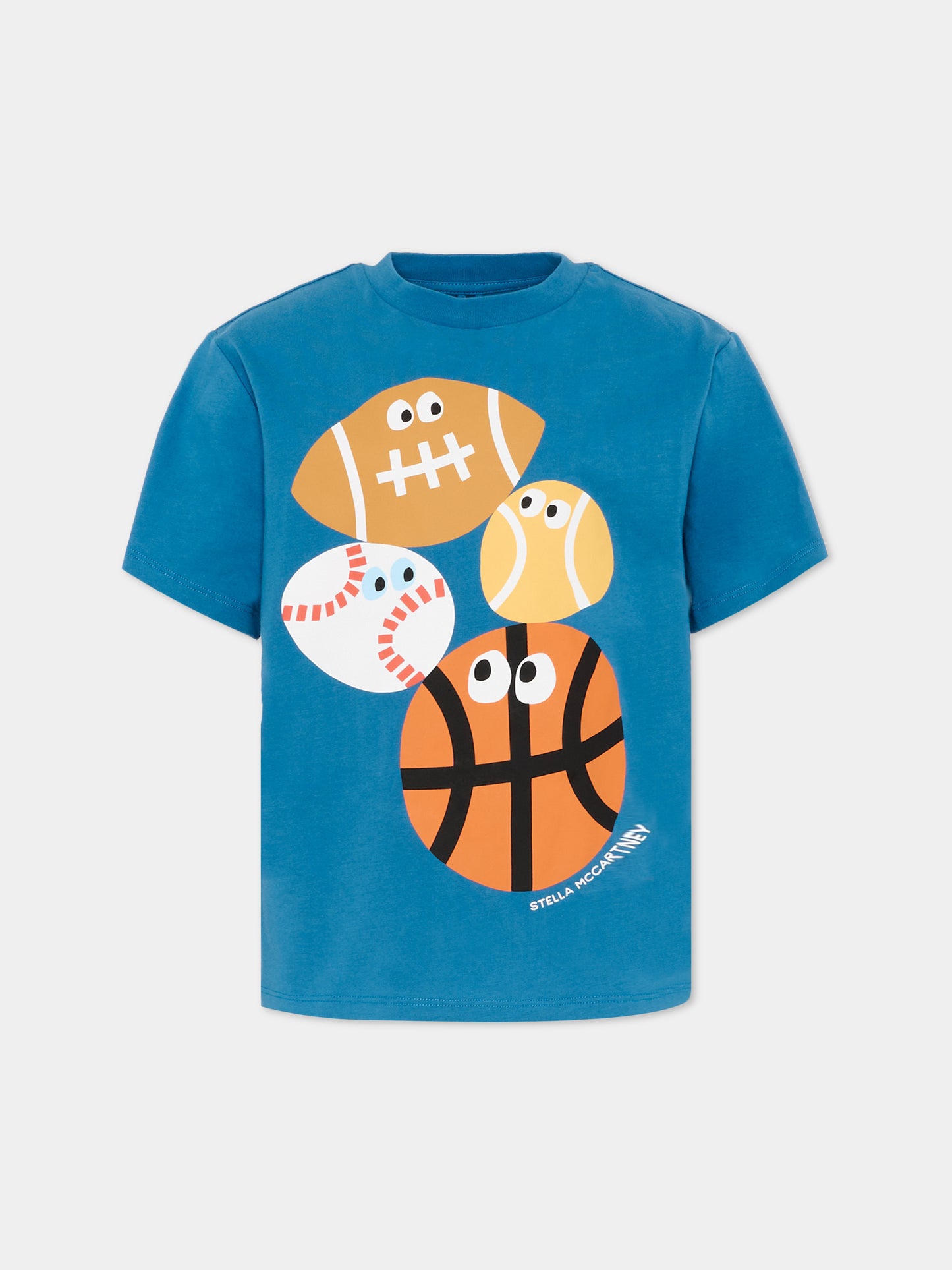 T-shirt blu per bambino con stampa sport,Stella Mccartney Kids,TY8Q81-Z0434 61D