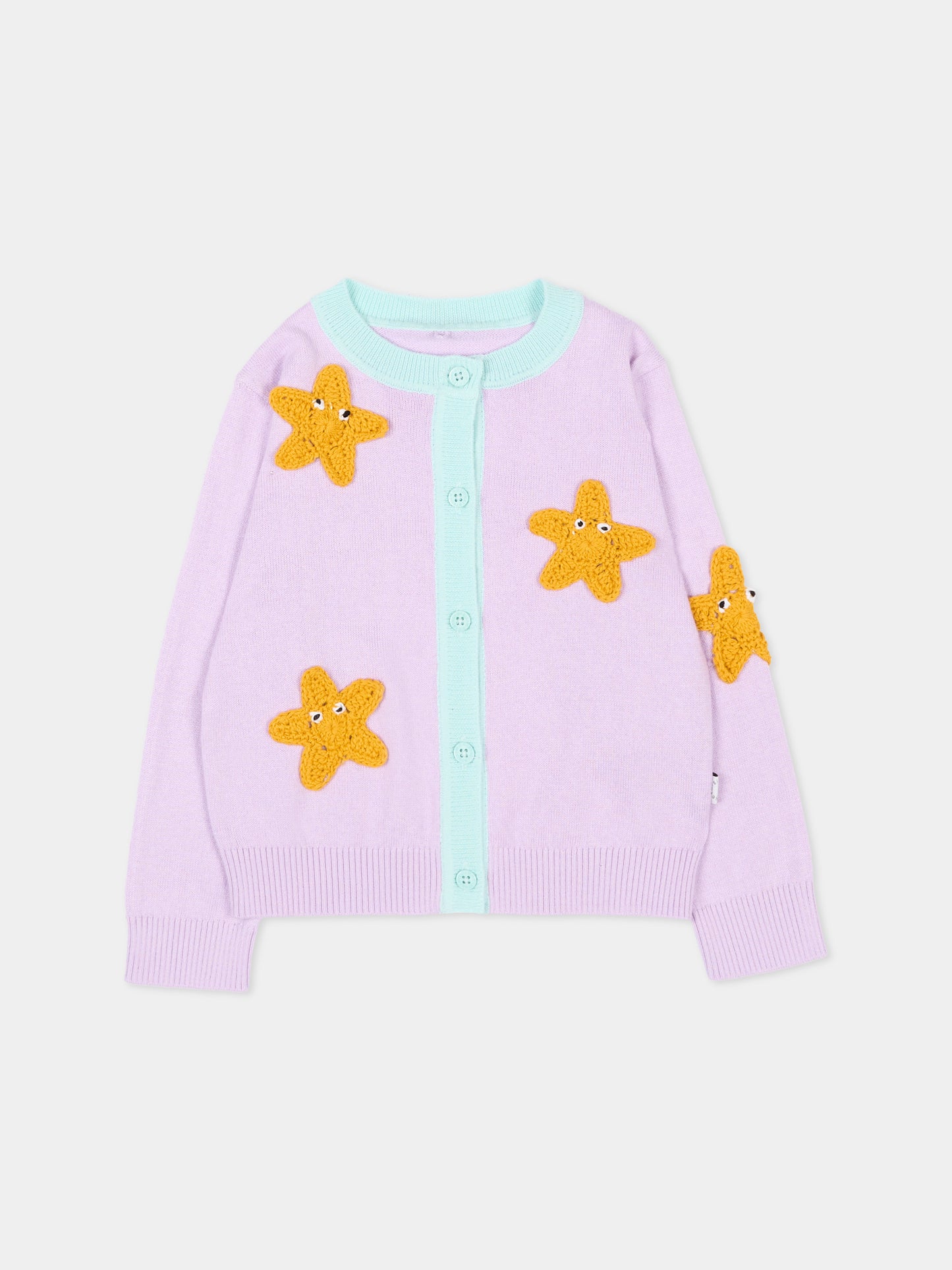 Cardigan lilla per neonata con stelle marine,Stella Mccartney Kids,TY9110-Z3622 539