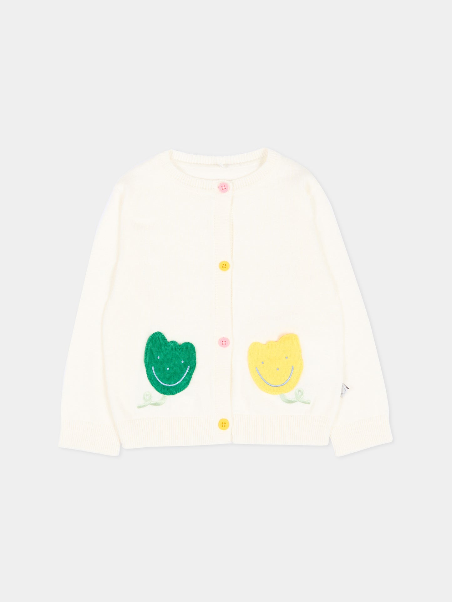 Cardigan avorio per neonata con tulipani,Stella Mccartney Kids,TY9120-Z1876 101