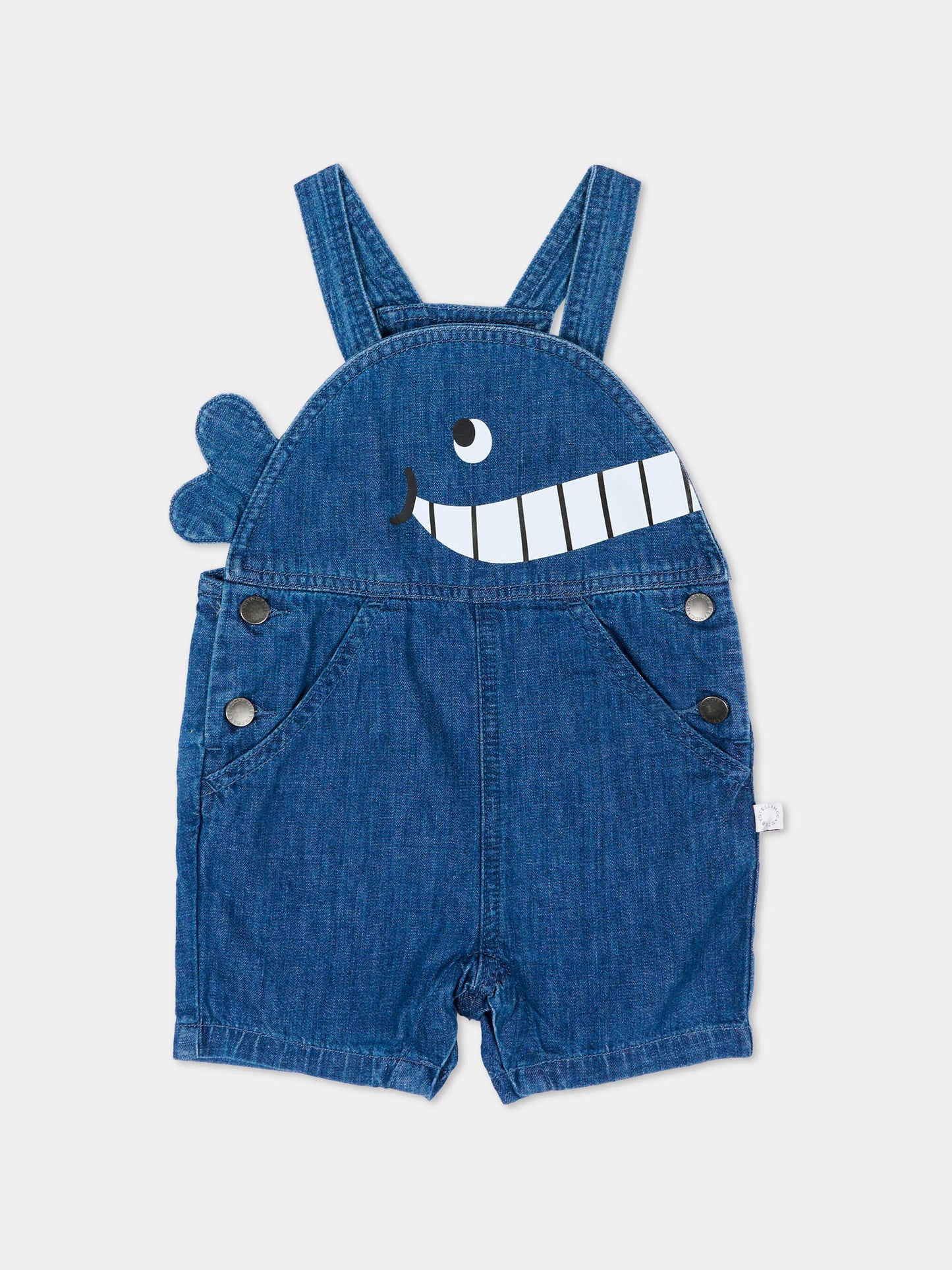 Salopette denim per neonato con balena,Stella Mccartney Kids,TYA522-Z0522 606