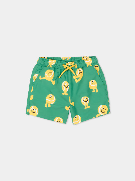 Boxer mare verde per neonato con palla da tennis,Stella Mccartney Kids,TYC529-Z3594 769MC