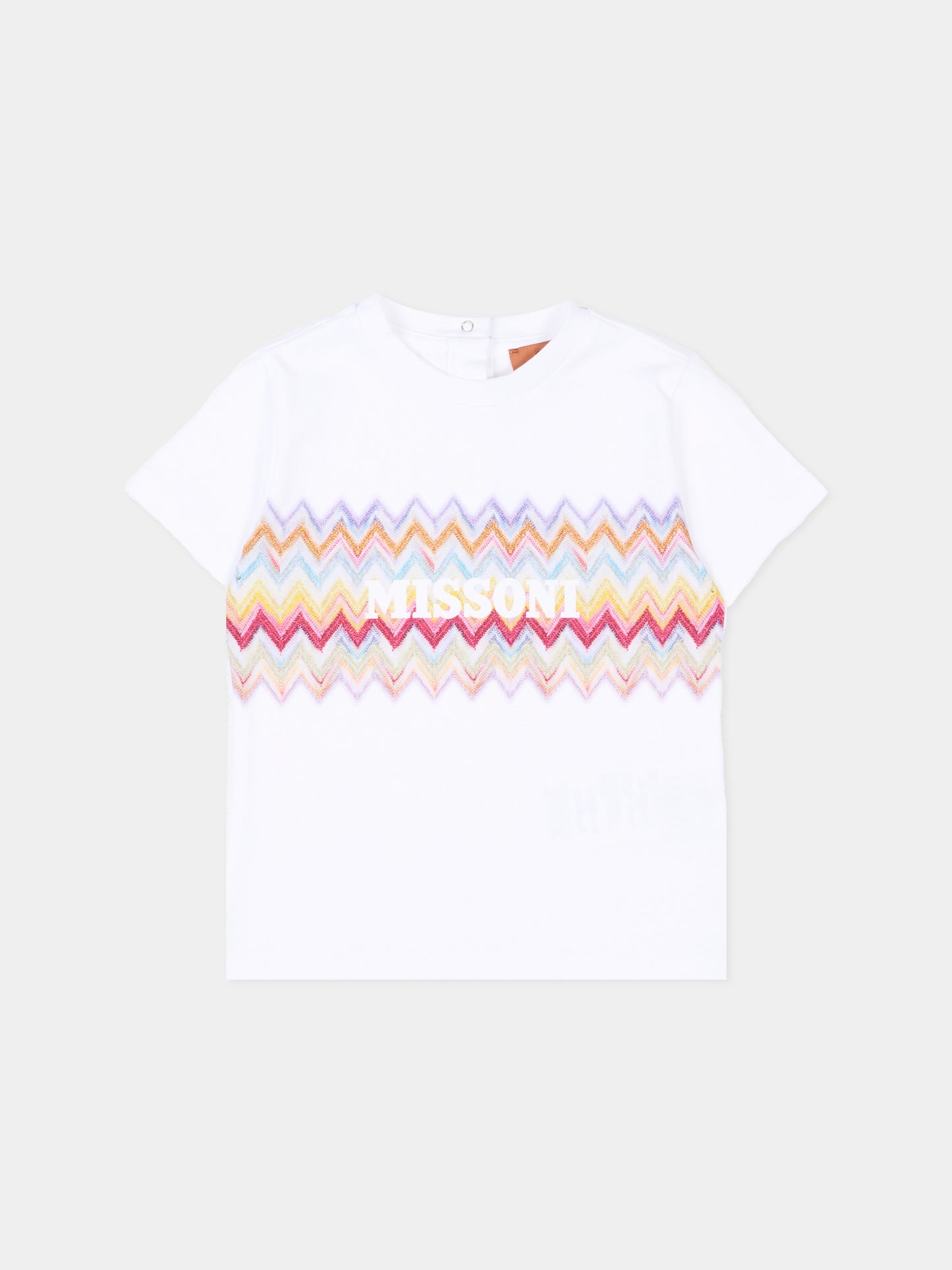 T-Shirt bianca per neonata con stampa,Missoni,MY8031-Z3672 100MC