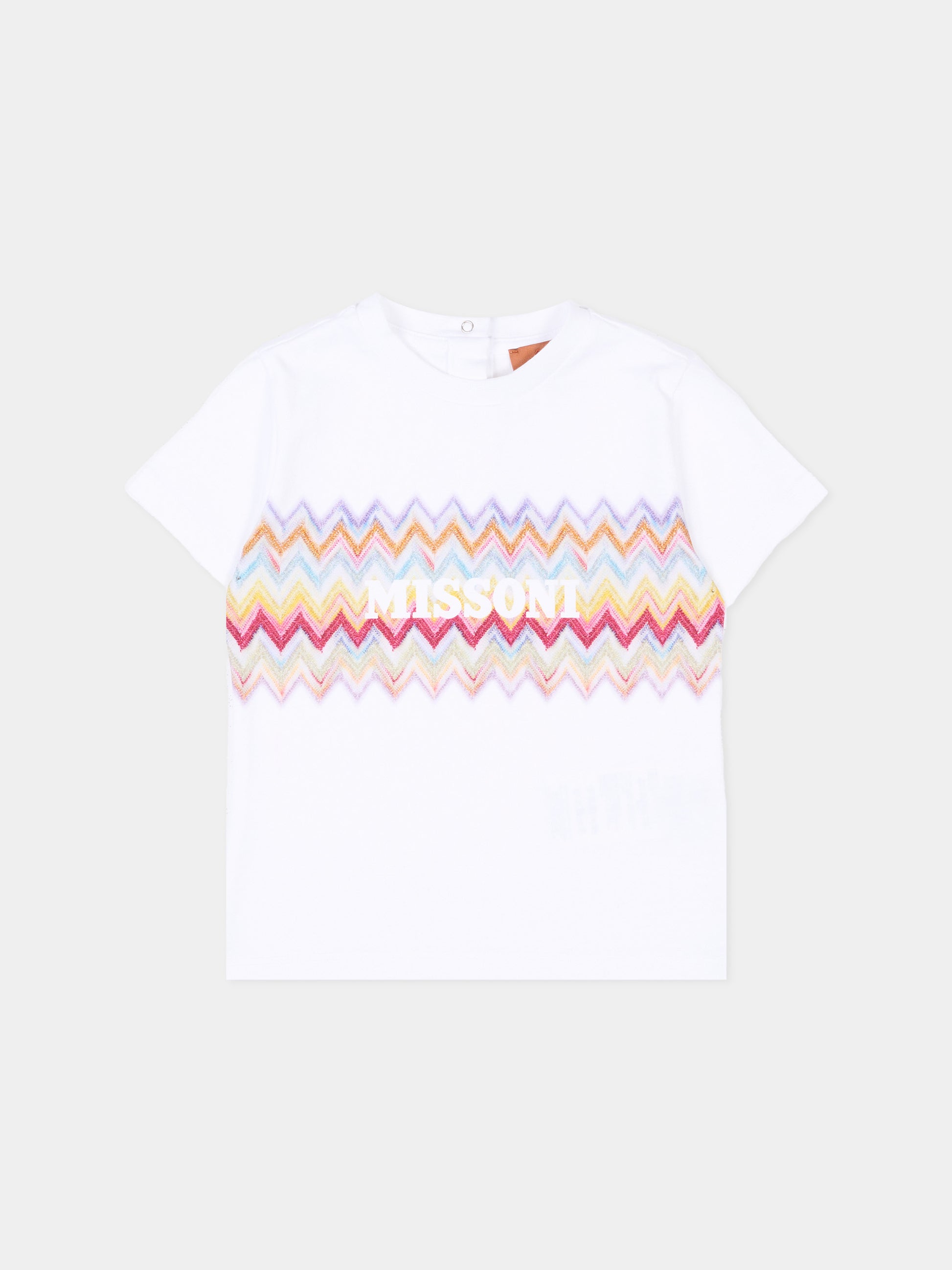 T-Shirt bianca per neonata con stampa,Missoni,MY8031-Z3672 100MC