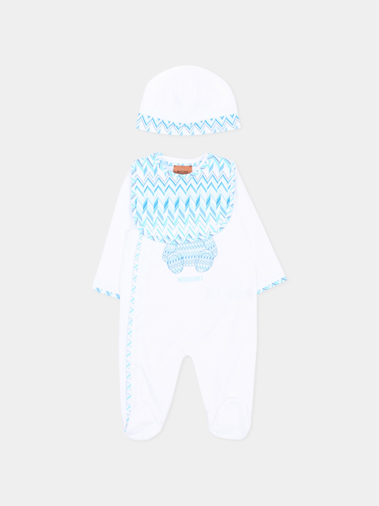 Set tutina bianco per neonato con motivo chevron,Missoni,MYB520-Z3672 100AZ