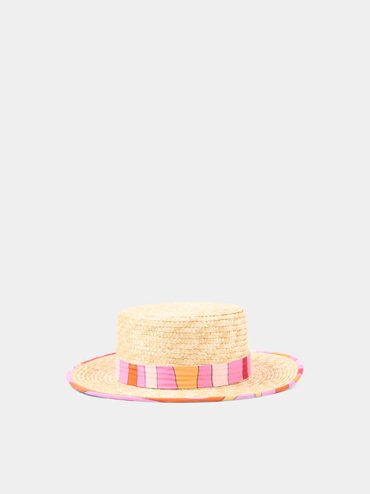 Cappello di paglia beige per bambina,Emilio Pucci Junior,PY0A67-Z2963 111RS