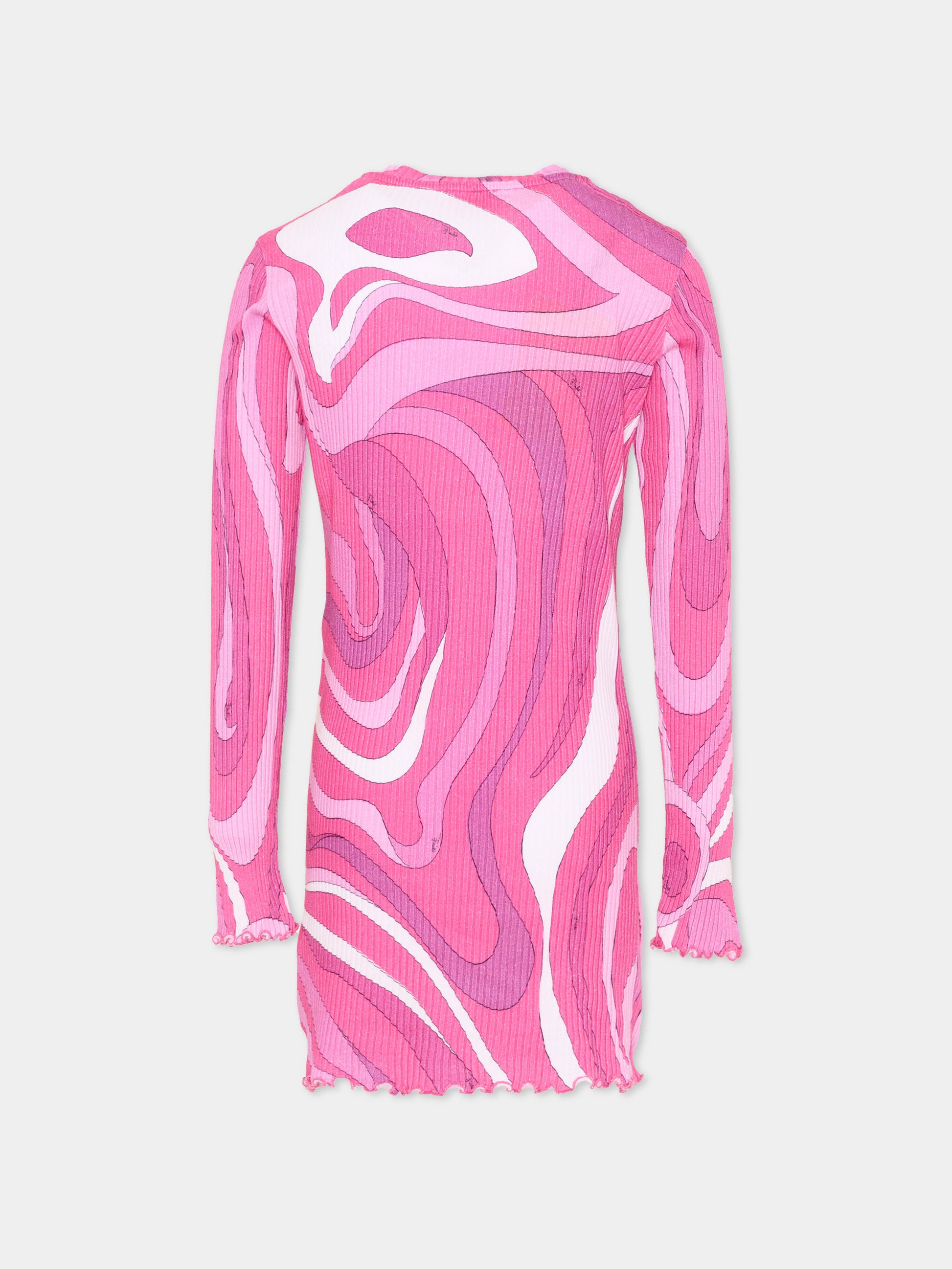 Vestito viola per bambina con vortici,Emilio Pucci Junior,PY1B21-Z3683 570BC