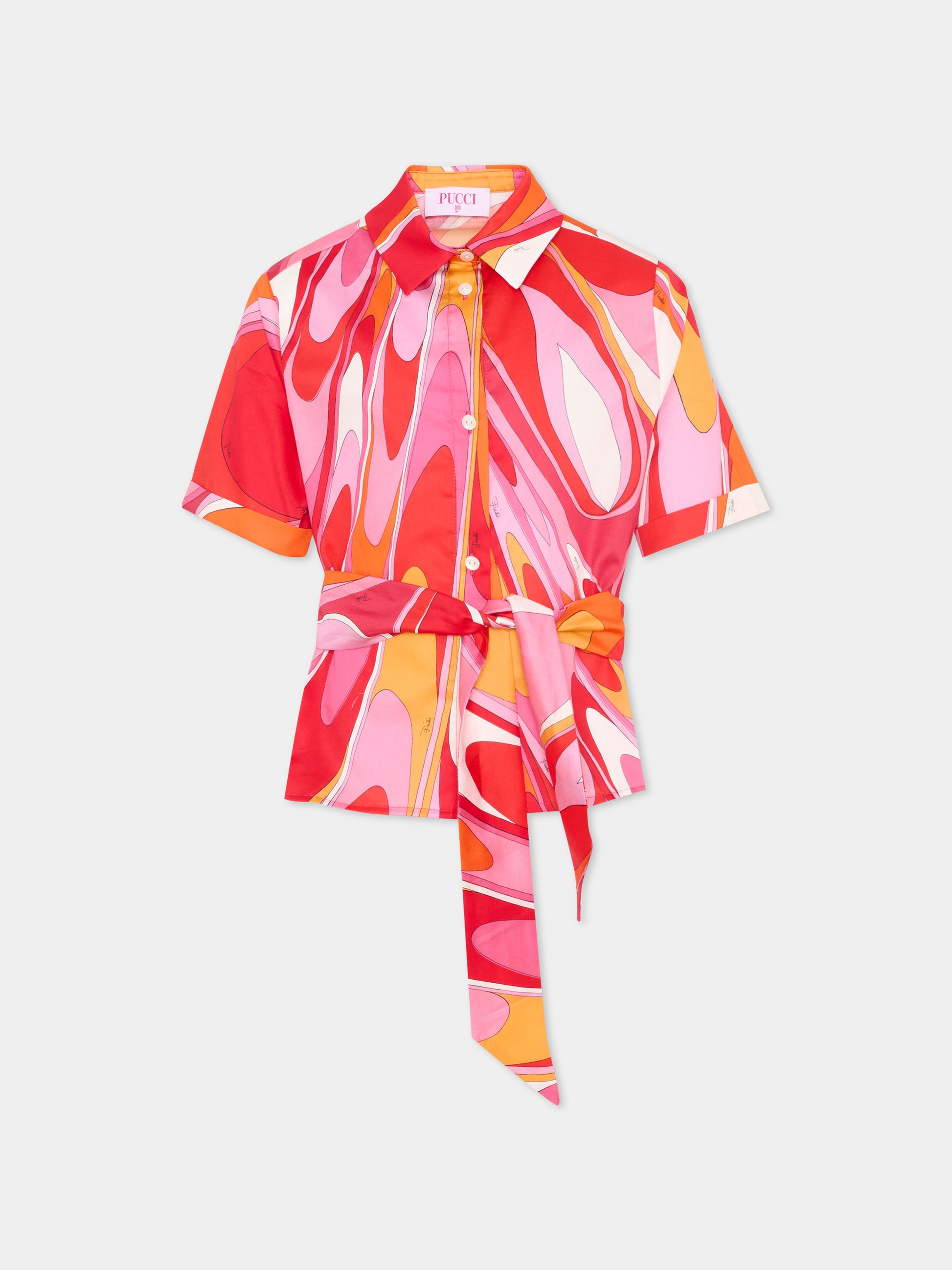 Camicia multicolor per bambina con vortici,Emilio Pucci Junior,PY5A21-S0232 50EAR