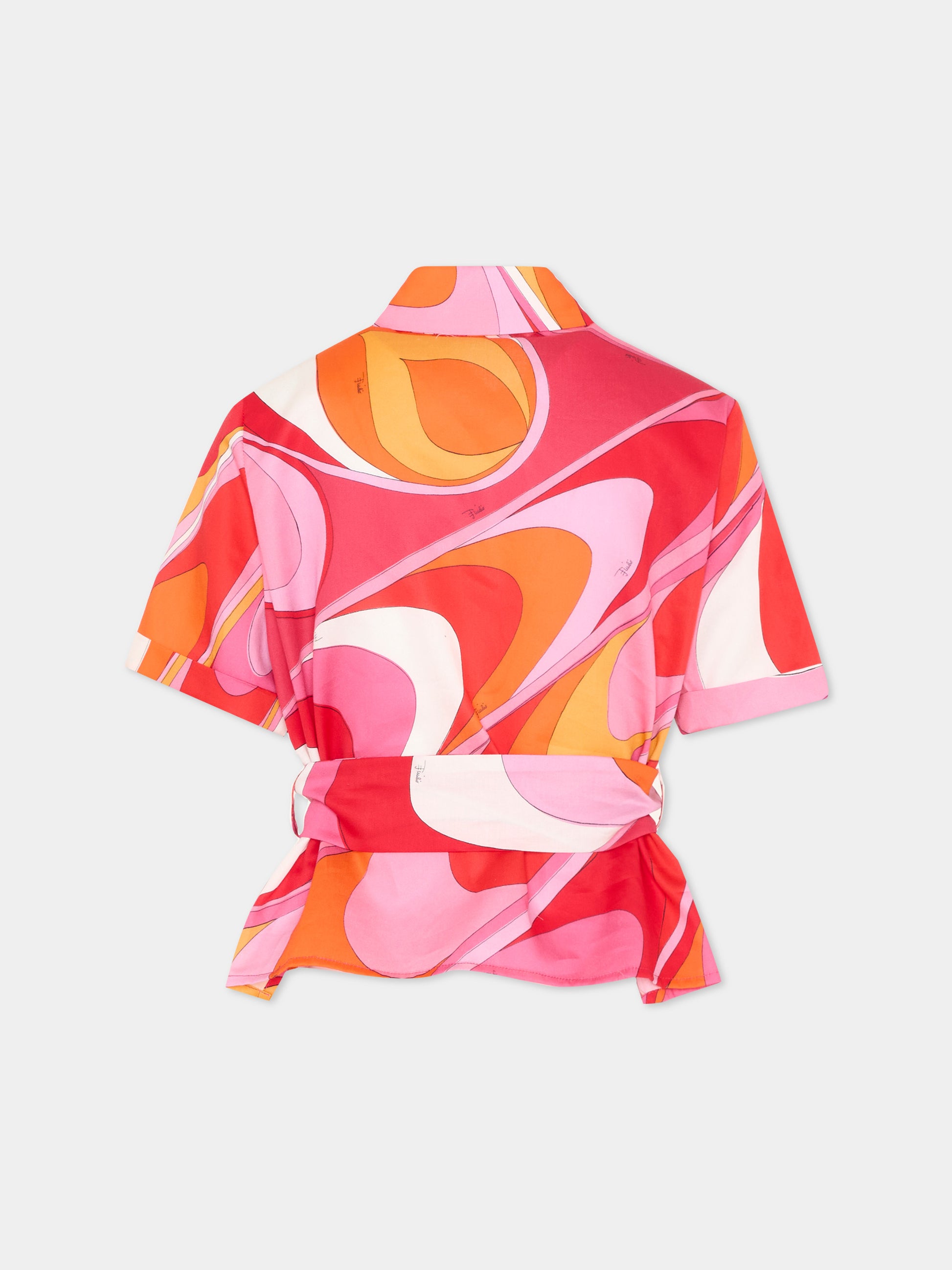 Camicia multicolor per bambina con vortici,Emilio Pucci Junior,PY5A21-S0232 50EAR
