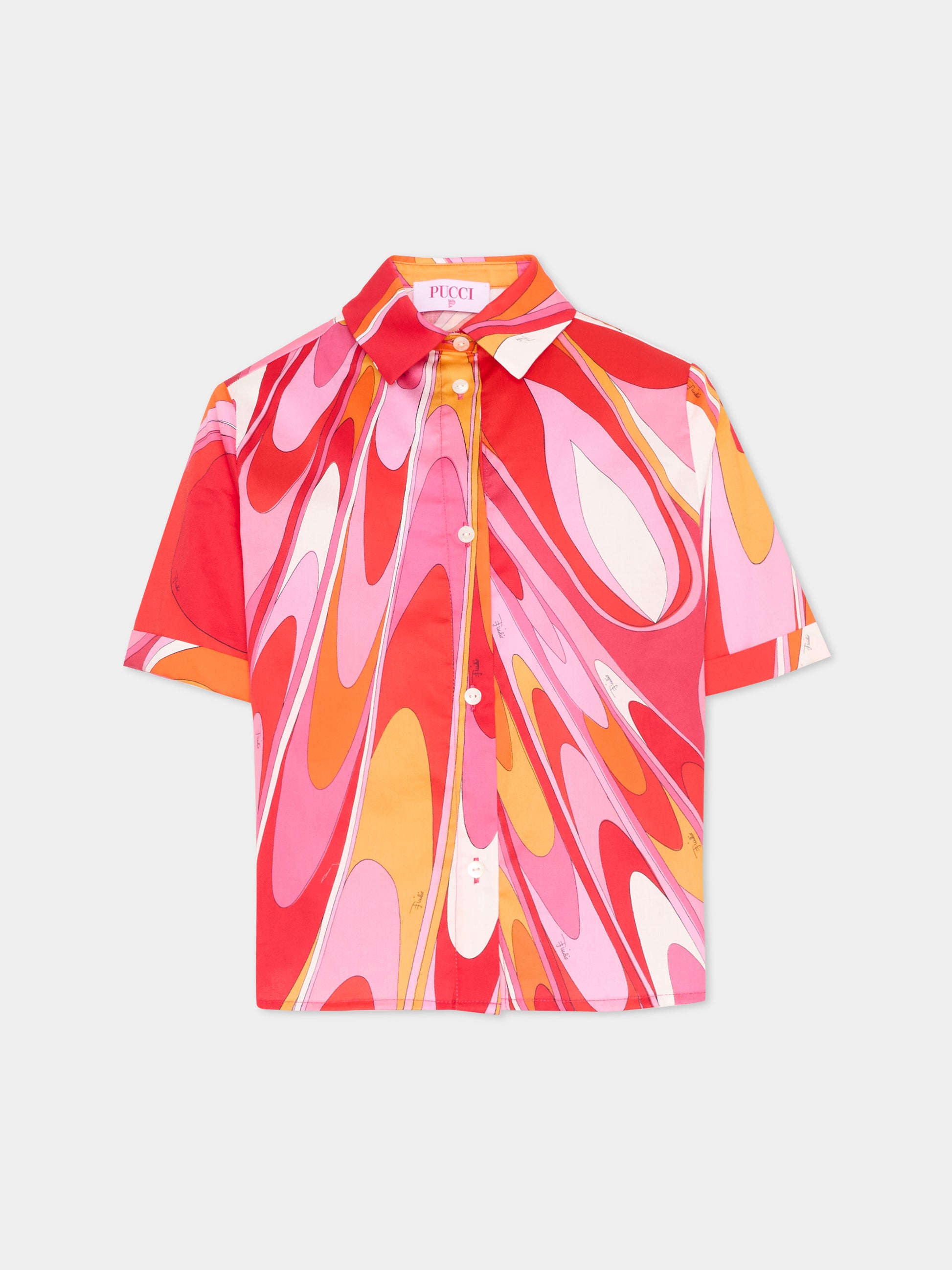Camicia multicolor per bambina con vortici,Emilio Pucci Junior,PY5A21-S0232 50EAR