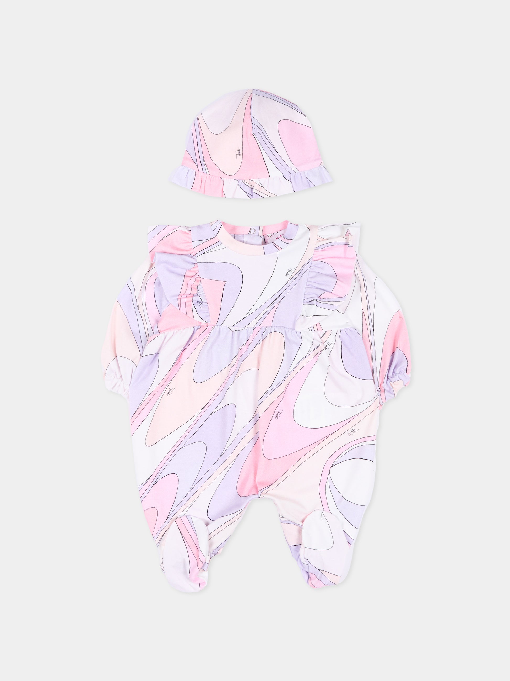 Set tutina lilla per neonata stampa marmo,Emilio Pucci Junior,PYB000-Z3688 508LI