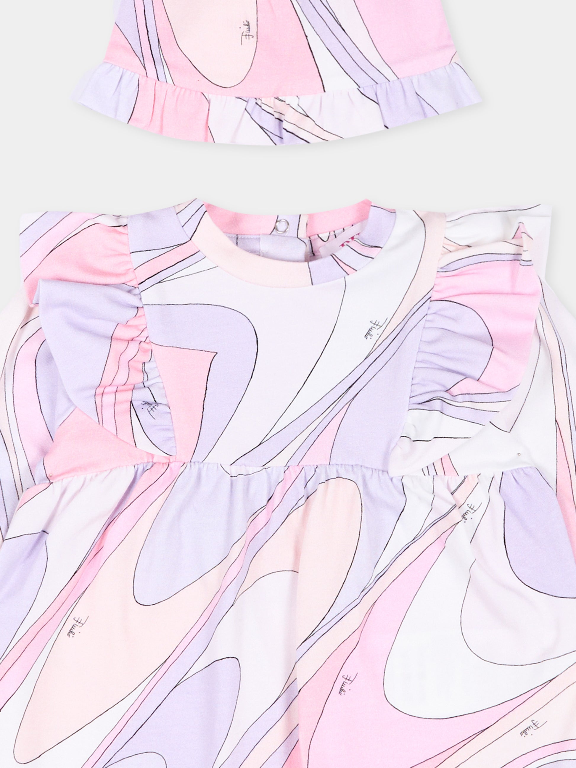 Set tutina lilla per neonata stampa marmo,Emilio Pucci Junior,PYB000-Z3688 508LI