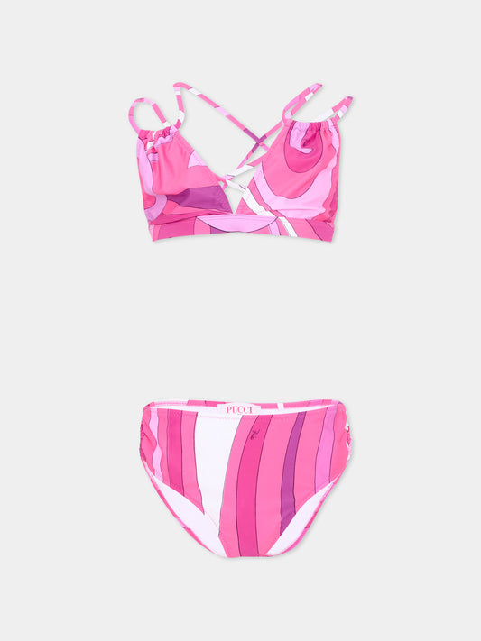 Slip e bikini viola per bambina stampa astratta,Emilio Pucci Junior,PYCA19-Z3747 570BC