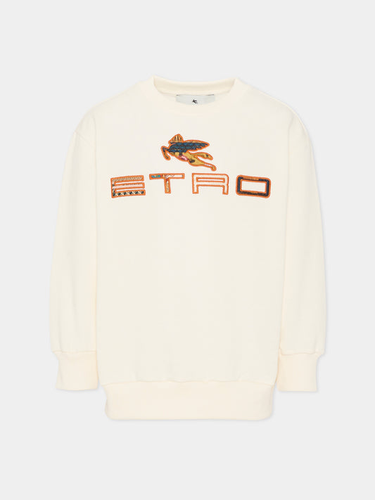 Felpa avorio per bambini con Pegaso,Etro,GY4P50-Z3183 102