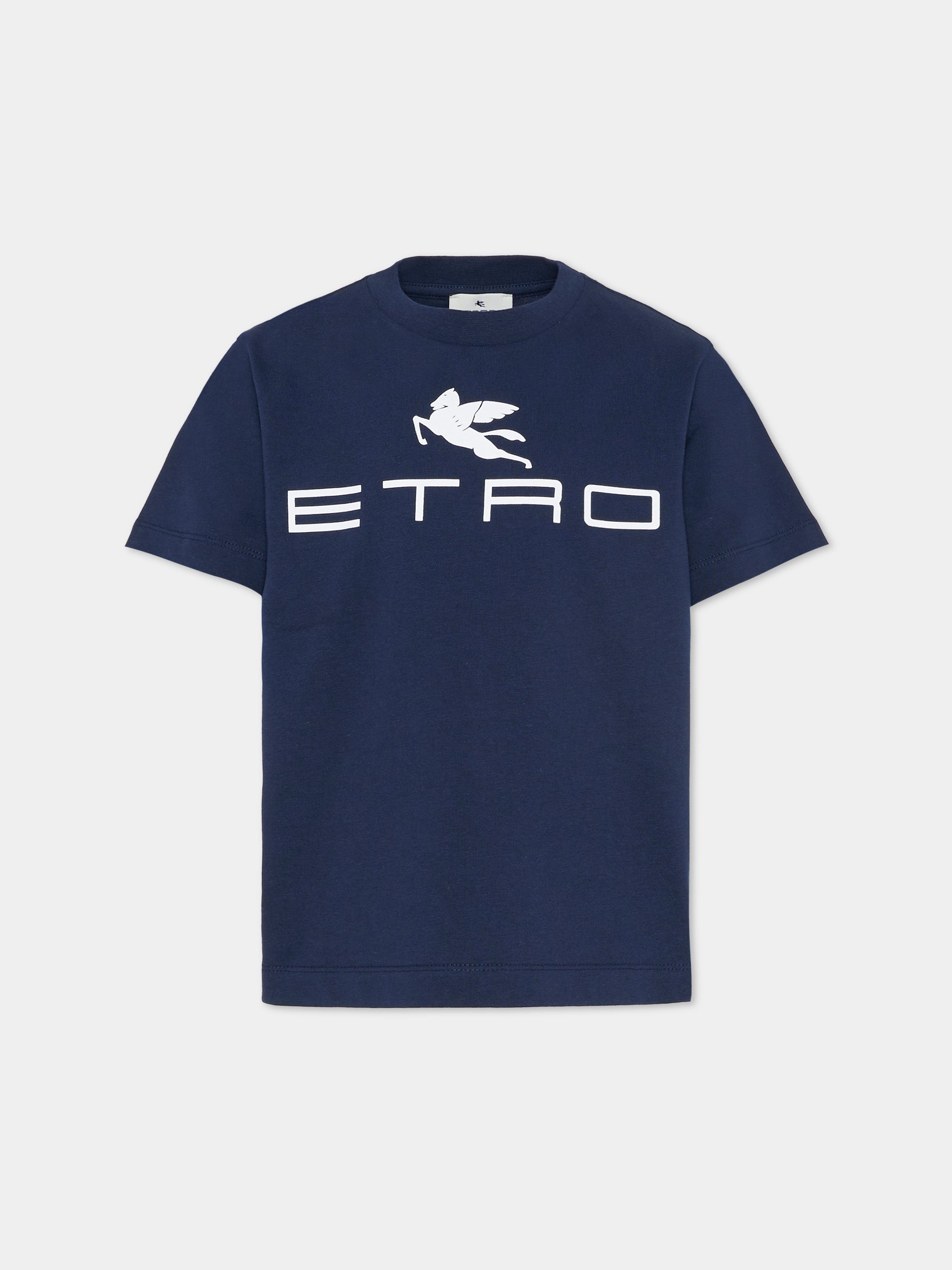 T-shirt blu per bambini con Pegaso,Etro,GY8Q11-Z3672 617