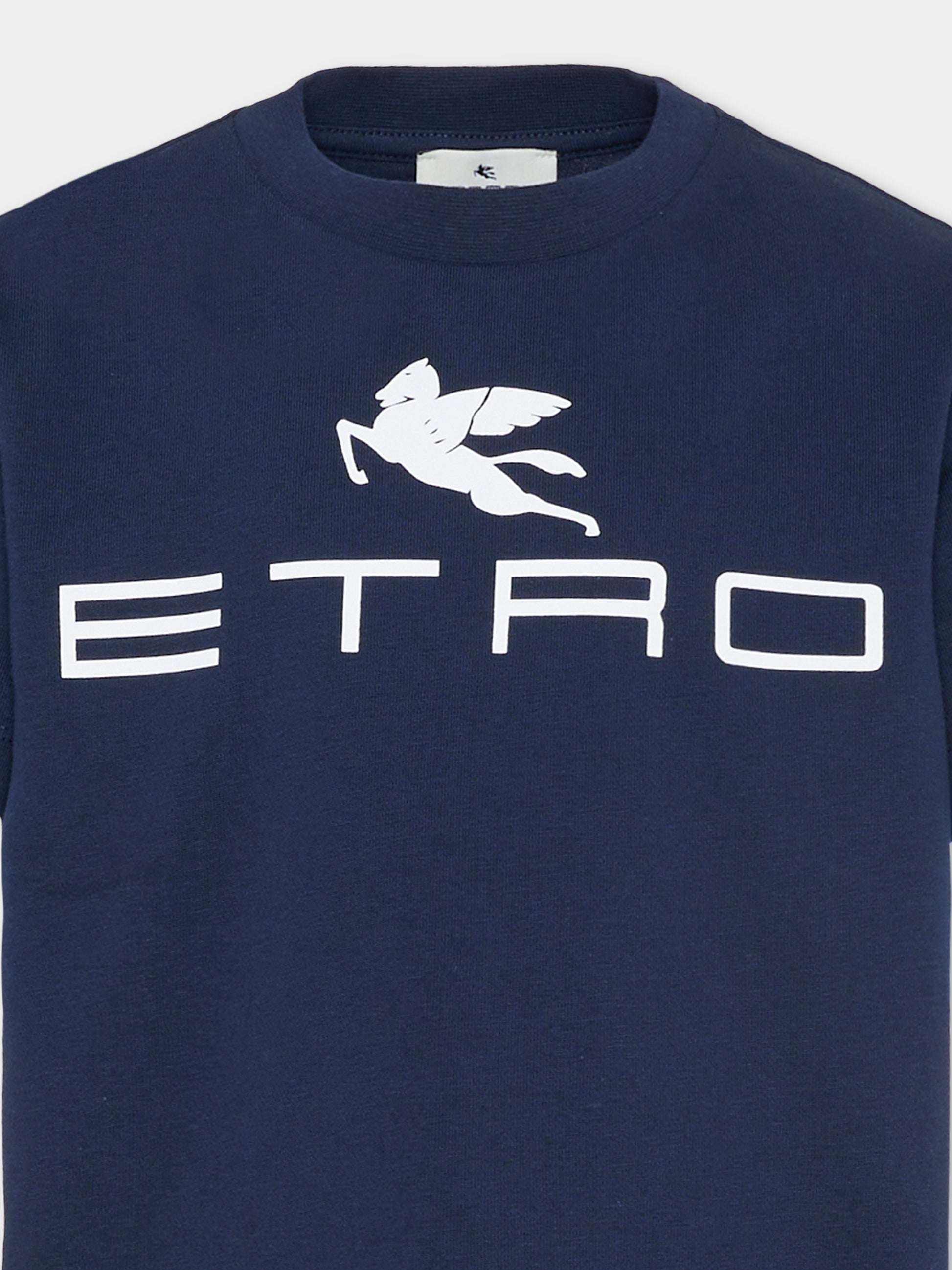 T-shirt blu per bambini con Pegaso,Etro,GY8Q11-Z3672 617