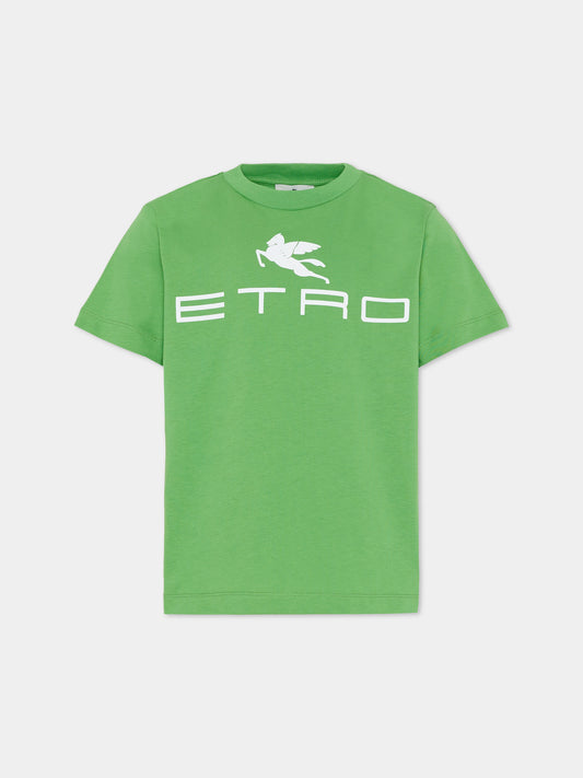 T-shirt verde per bambini con Pegaso,Etro,GY8Q11-Z3672 773