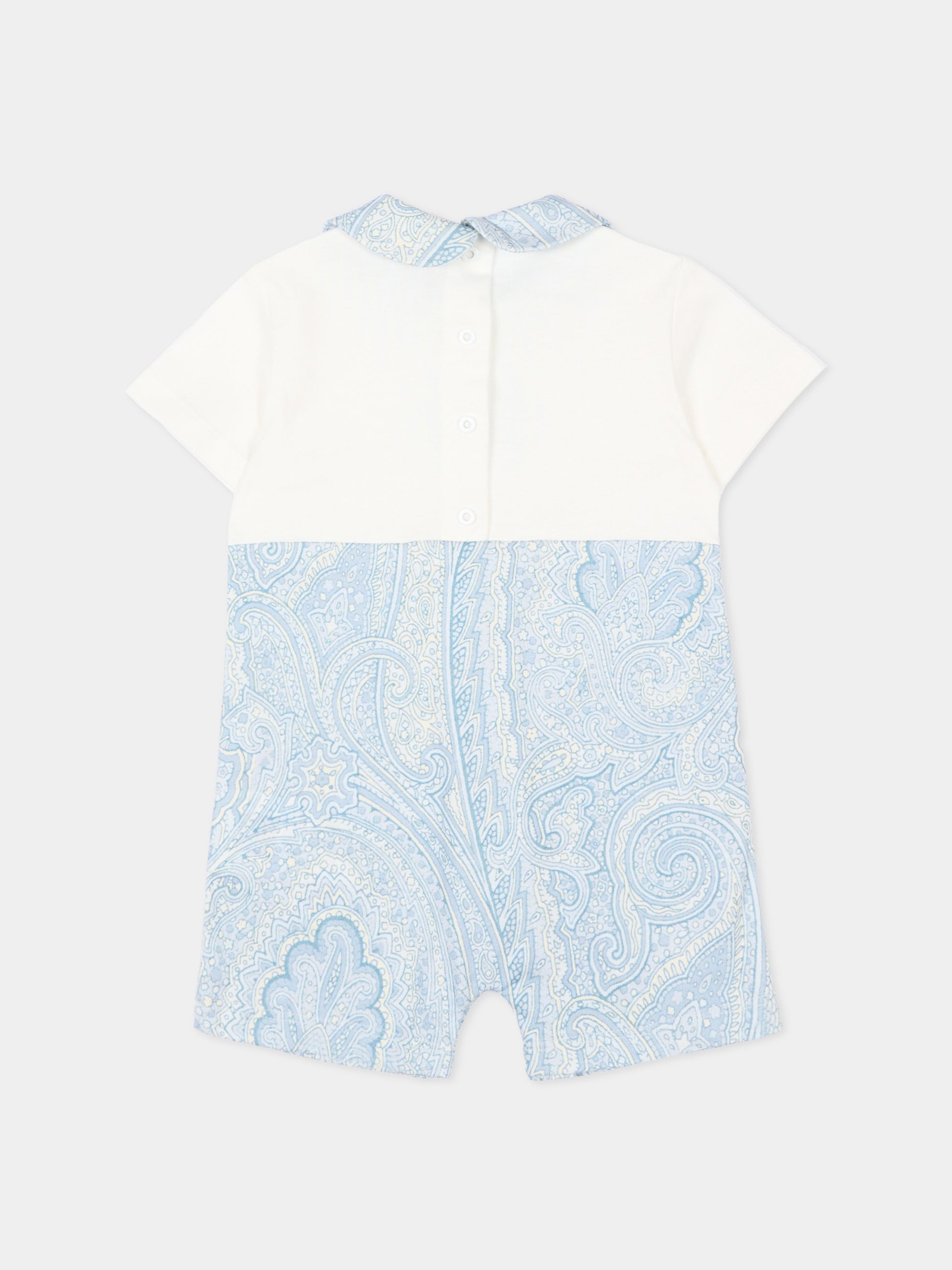 Pagliaccetto celeste per neonato con stampa paisley e logo,Etro,GYB550-Z3771 602