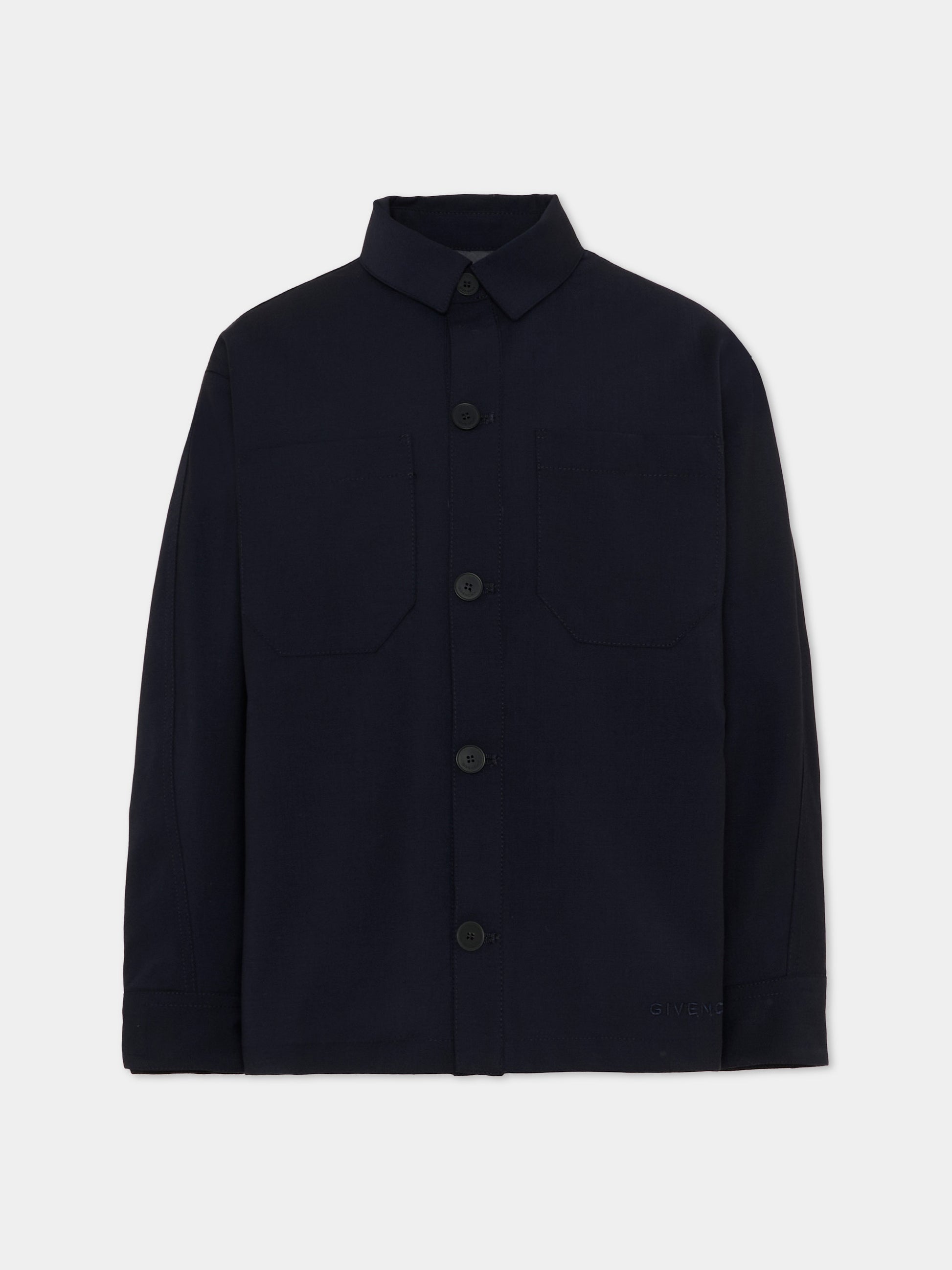 Giaccca blu per bambino con logo,Givenchy Kids,H31094 061