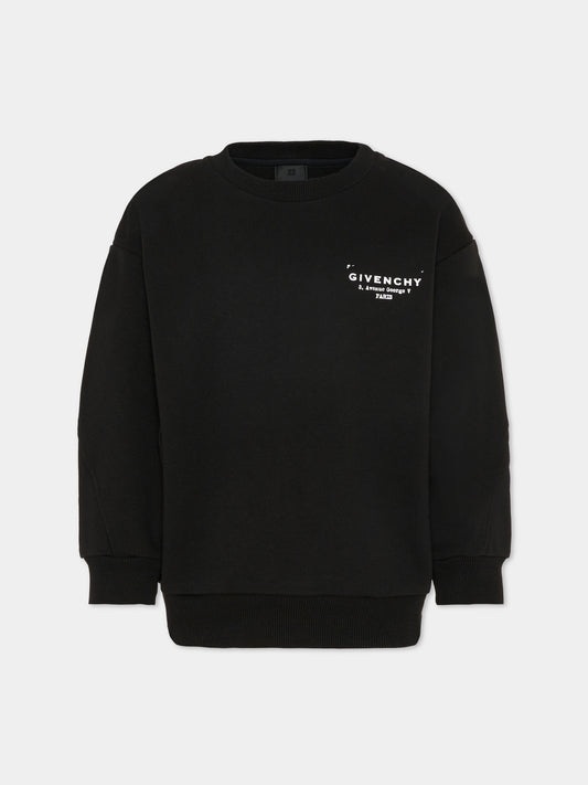 Felpa nera per bambini con logo,Givenchy Kids,H31098 09B