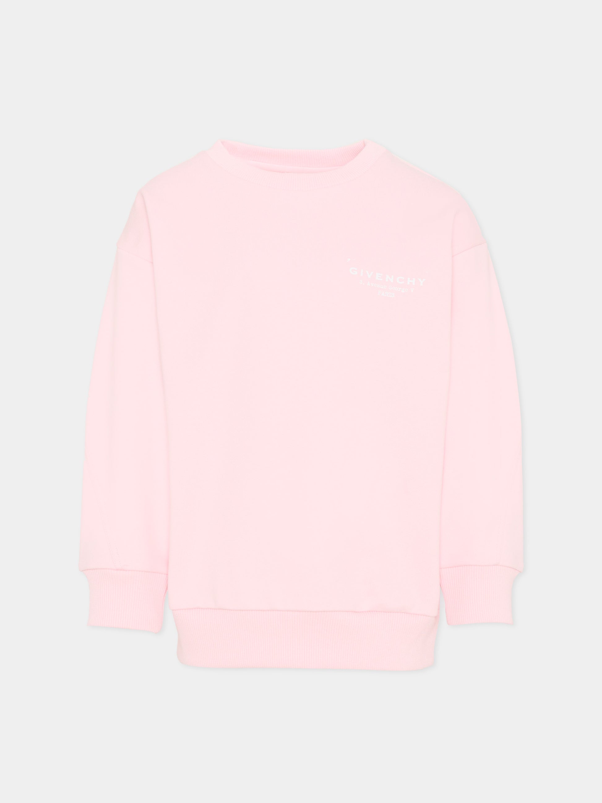 Felpa rosa per bambina con logo,Givenchy Kids,H31098 44Z
