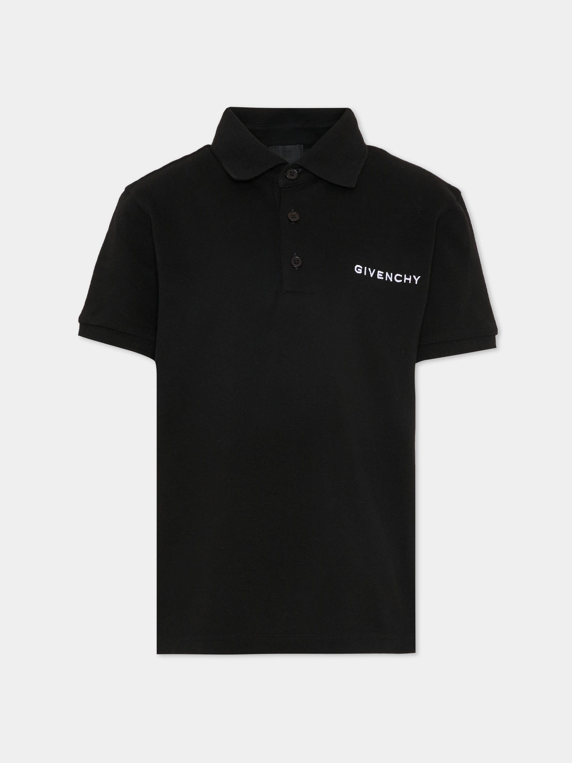Polo nera per bambino con logo,Givenchy Kids,H31121 09B