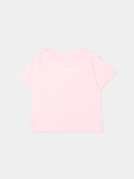 T-Shirt rosa per neonata con logo,Givenchy Kids,H31184 44Z
