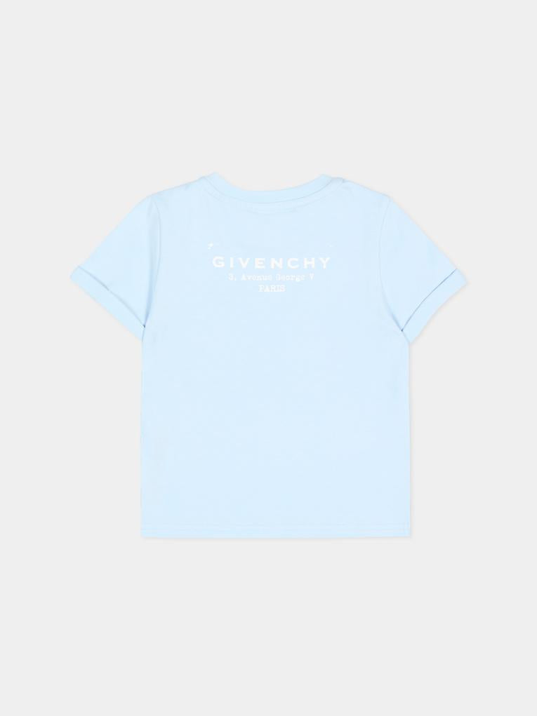 T-Shirt celeste per neonato con logo,Givenchy Kids,H31203 77L