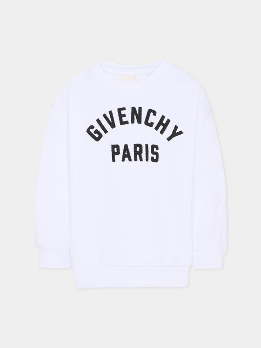 Felpa bianca per bambini con logo,Givenchy Kids,H31214 10P