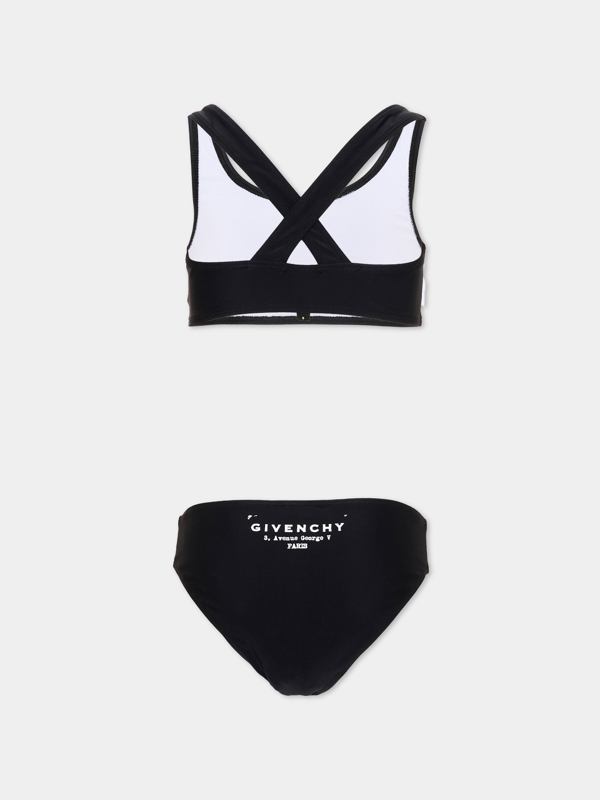 Slip e bikini nero per bambina con logo,Givenchy Kids,H31218 09B