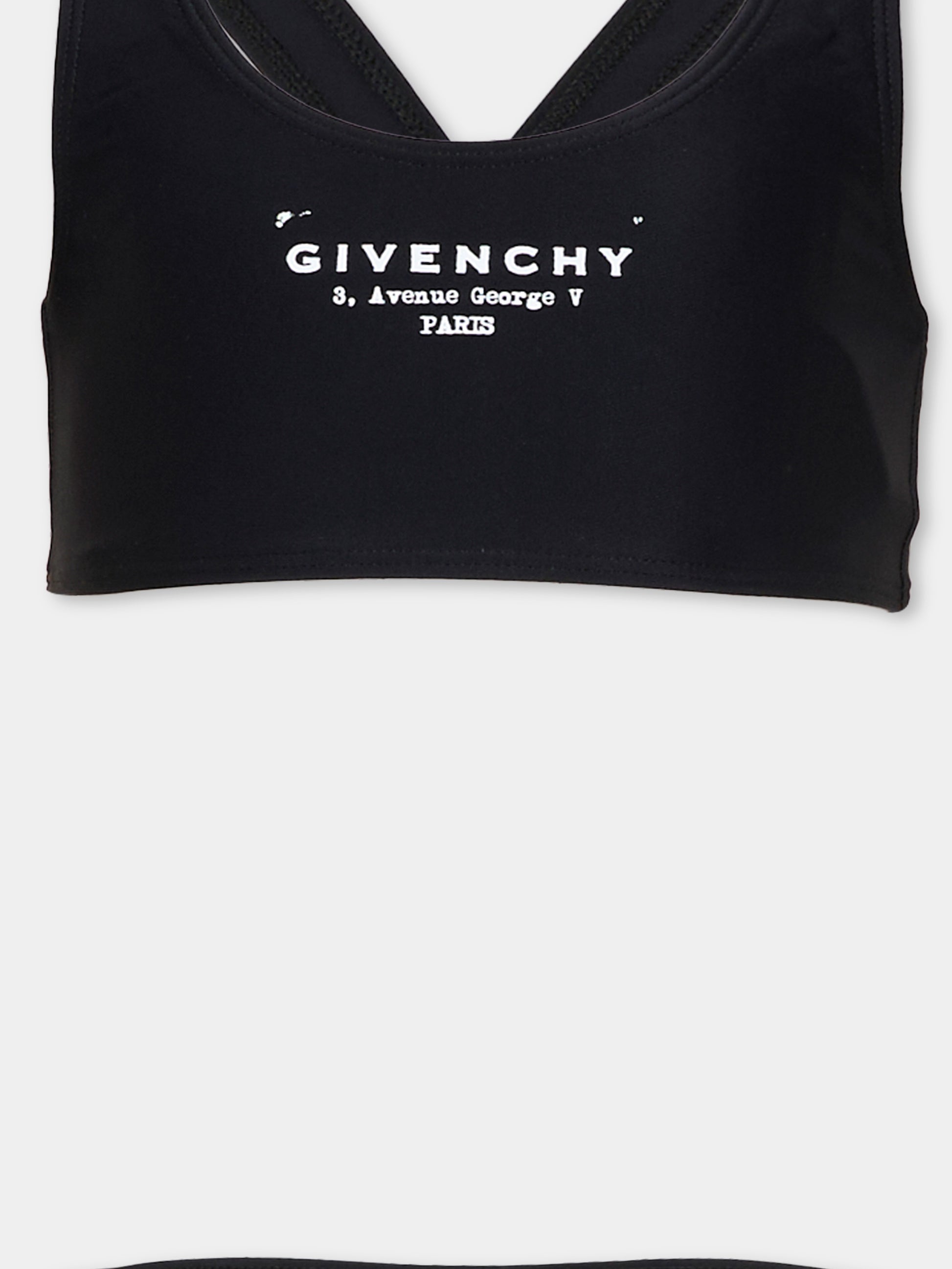 Slip e bikini nero per bambina con logo,Givenchy Kids,H31218 09B