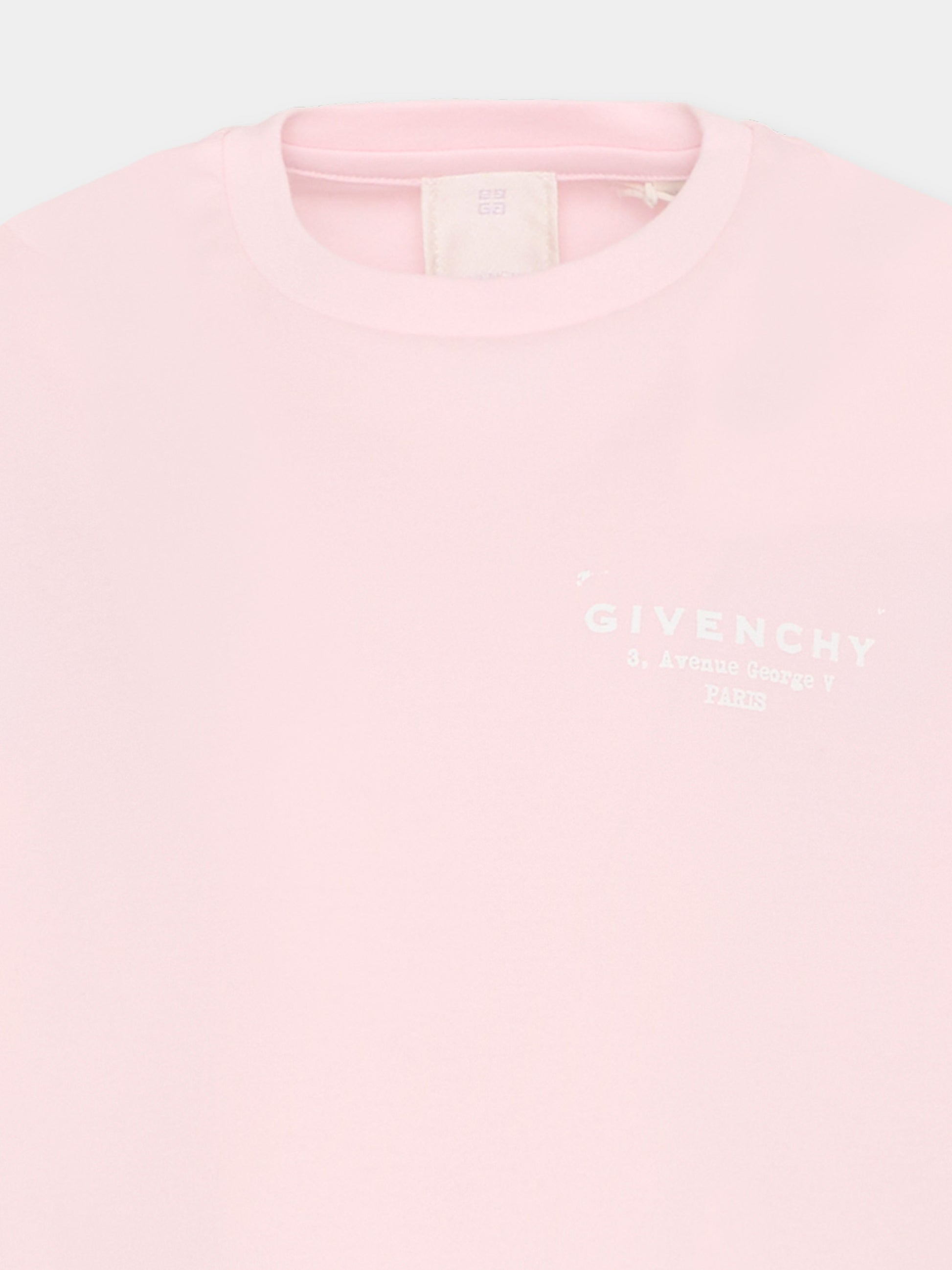 T-shirt crop rosa per bambina con logo,Givenchy Kids,H31224 44Z