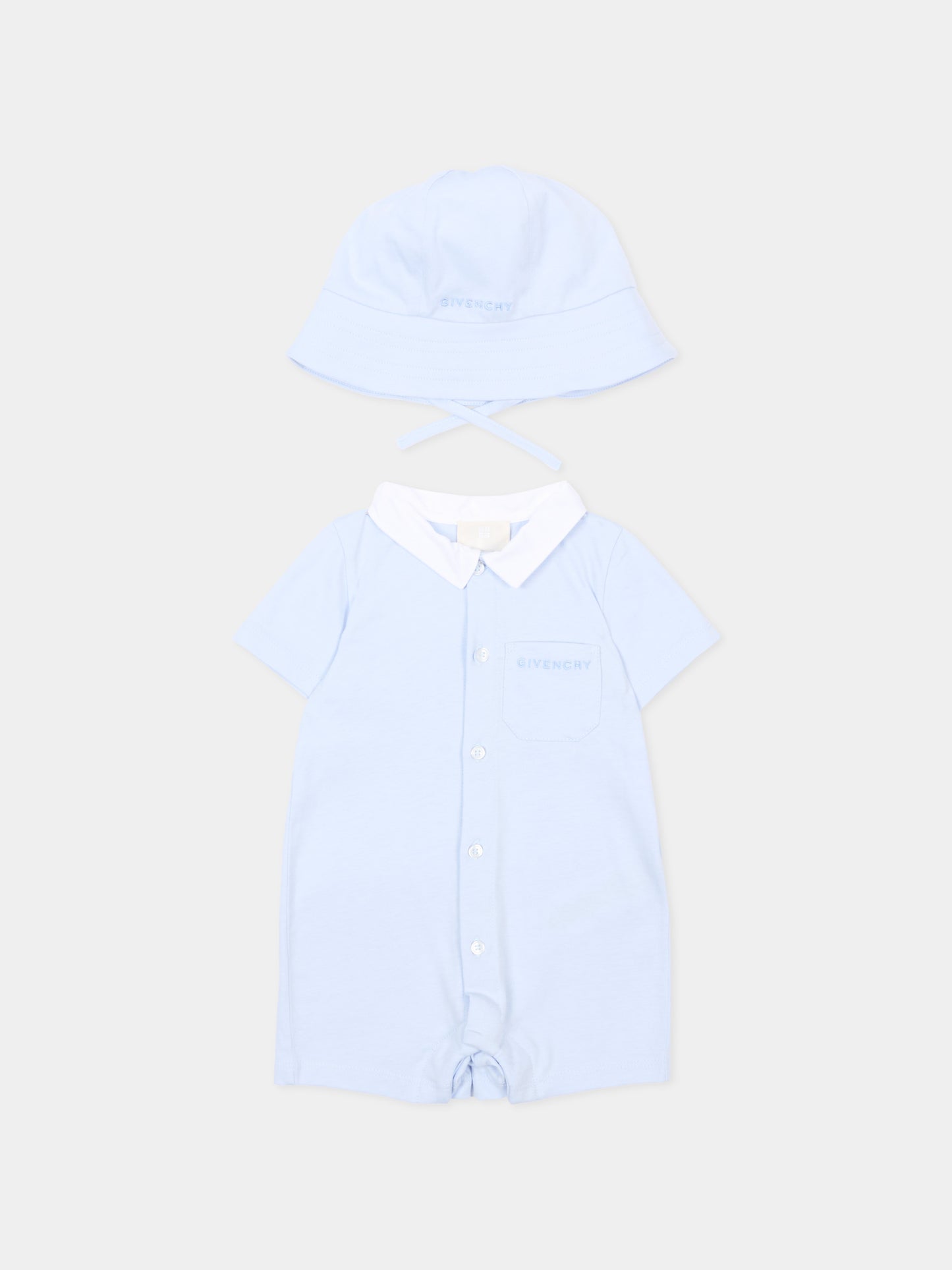 Pagliaccetto celeste per neonato con cloche,Givenchy Kids,H31253 771