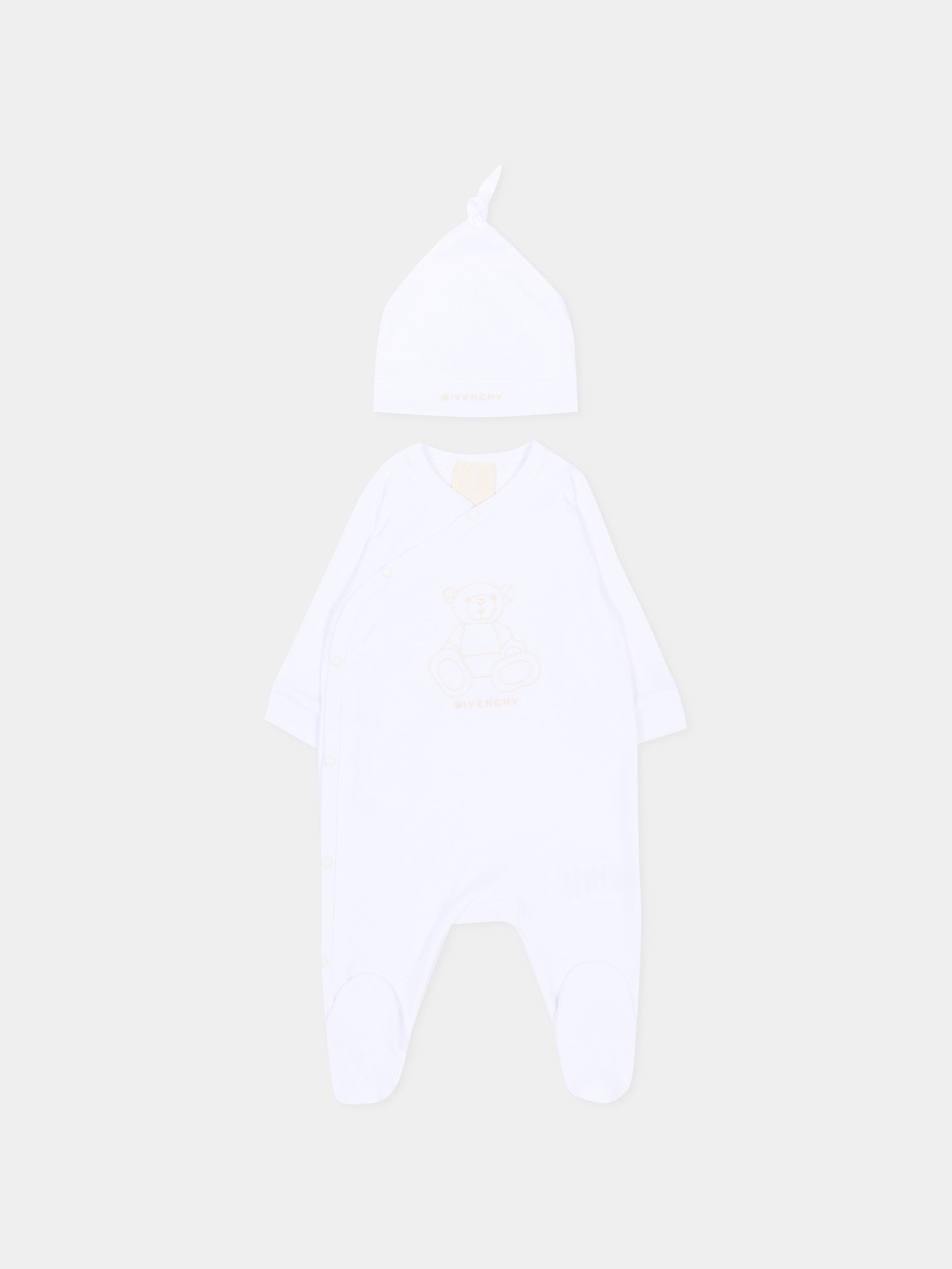 Set tutina bianco per neonati con logo e orsetto,Givenchy Kids,H31265 10P