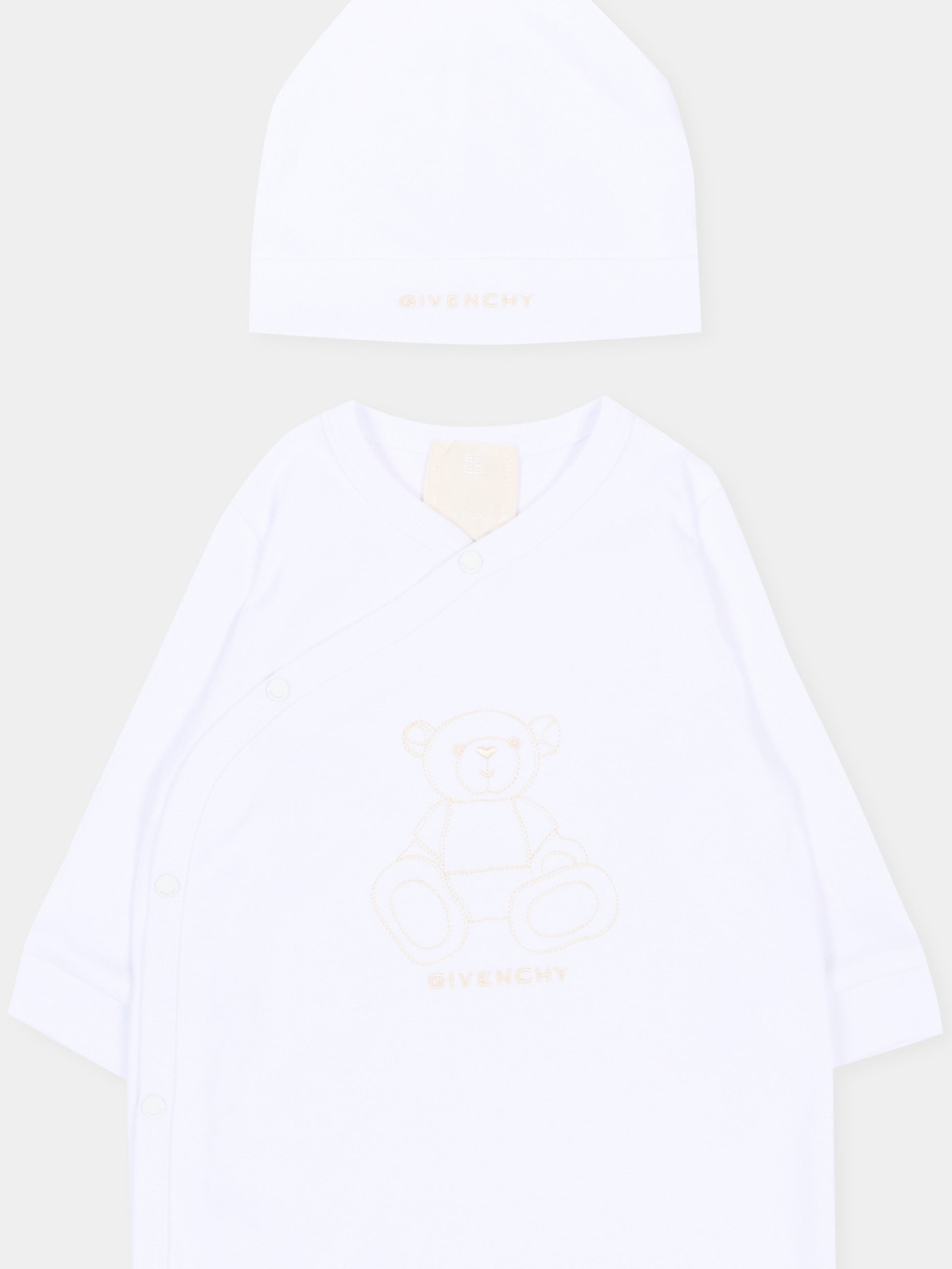 Set tutina bianco per neonati con logo e orsetto,Givenchy Kids,H31265 10P