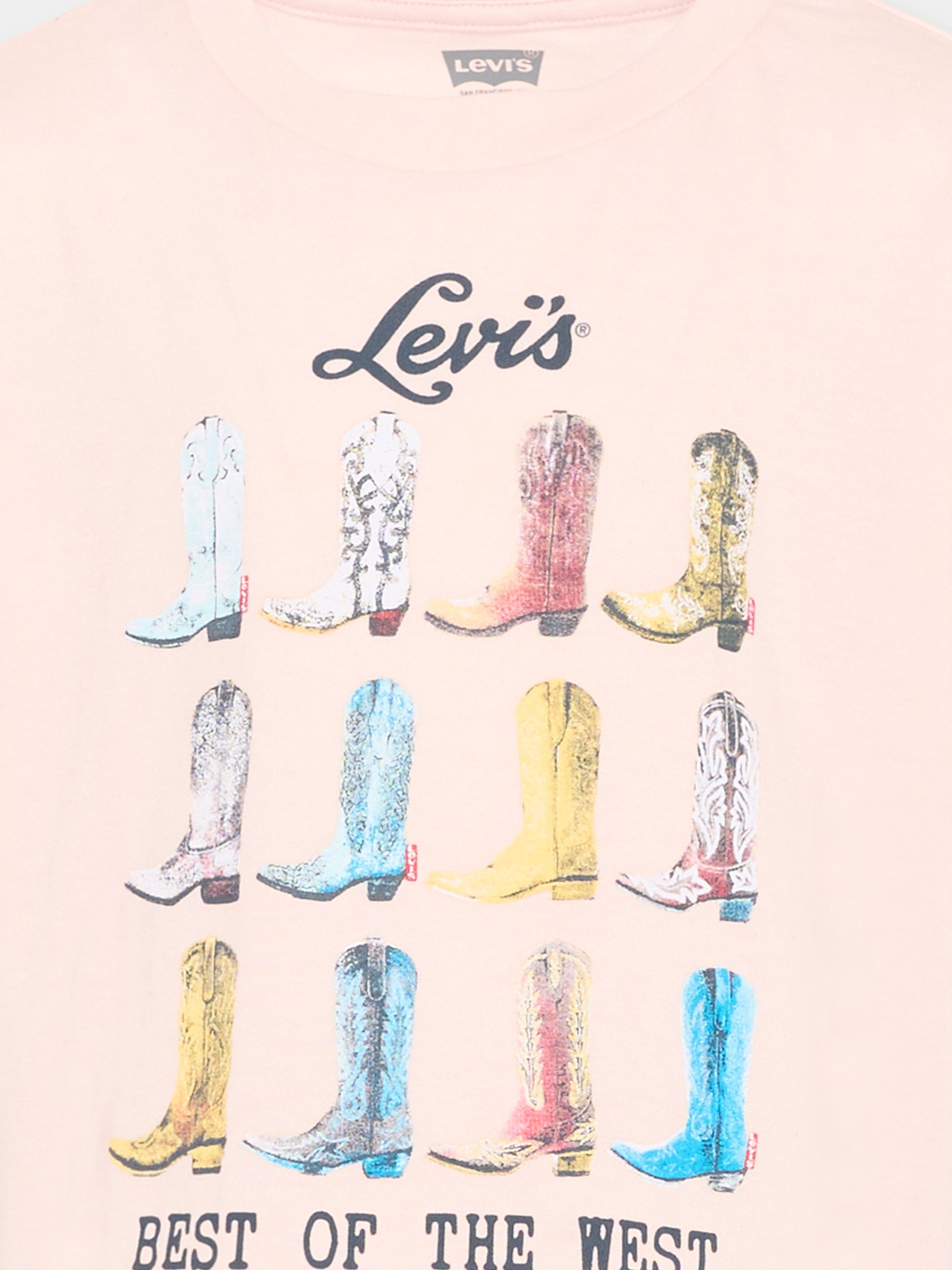 T-shirt rosa con stampa western per bambina,Levi's Kids,4EP785 AKR