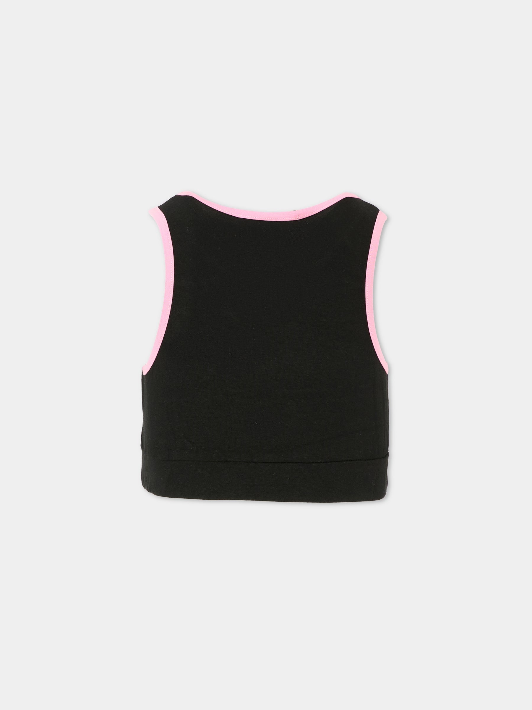 Top crop nero per bambina con logo,Msgm Kids,MS029334 110