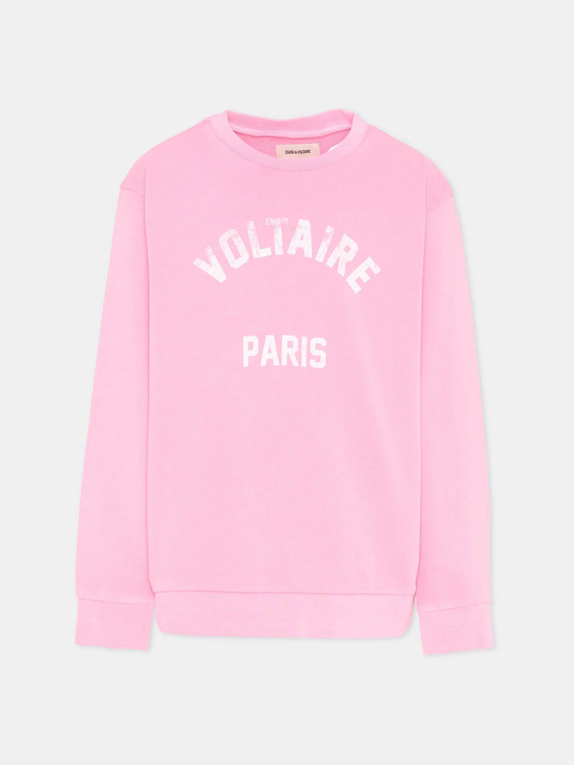 Felpa rosa per bambina con logo,Zadig & Voltaire Kids,X60540 47F