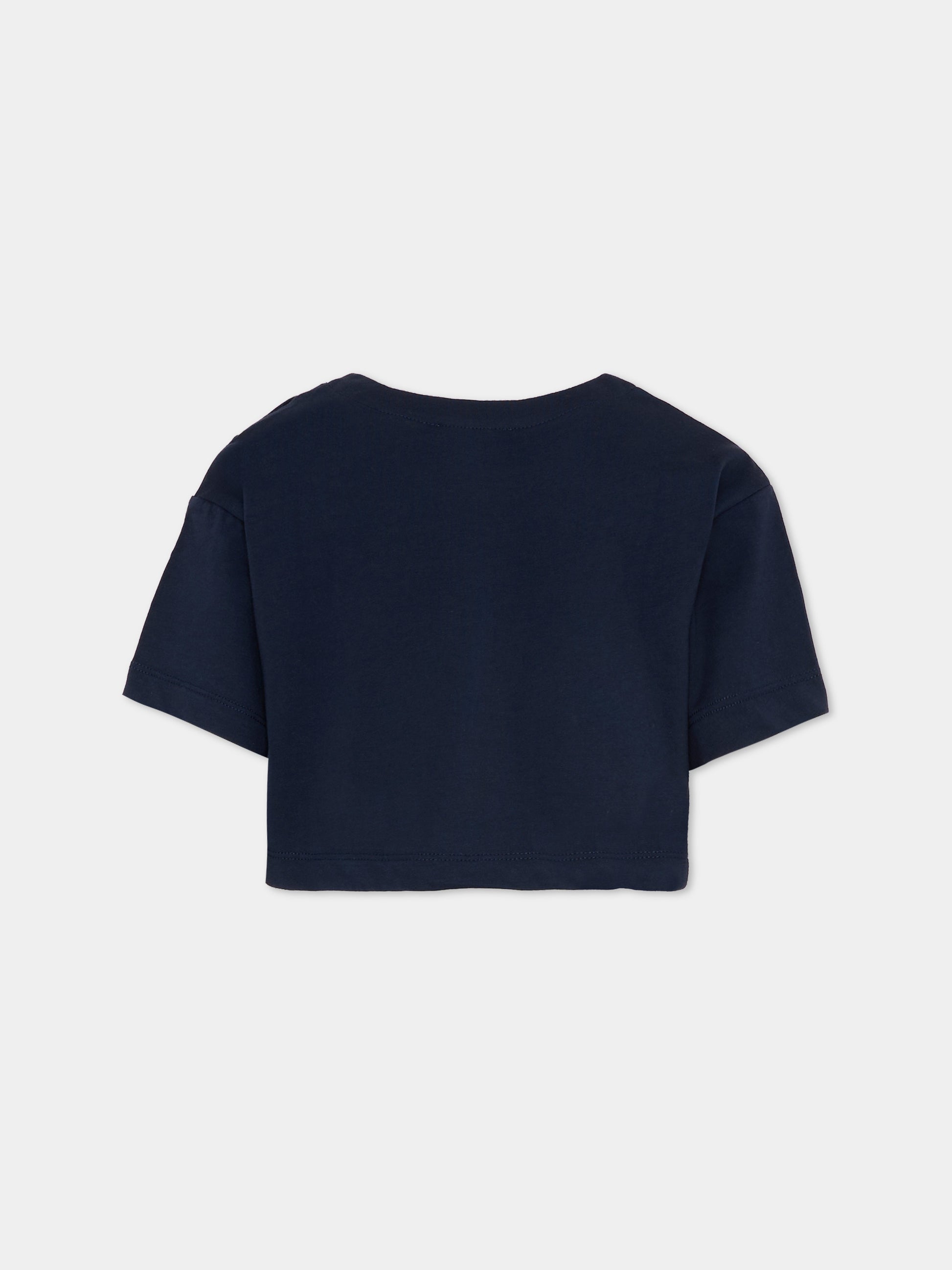 T-shirt blu per bambina con logo,Michael Kors,R30605 849