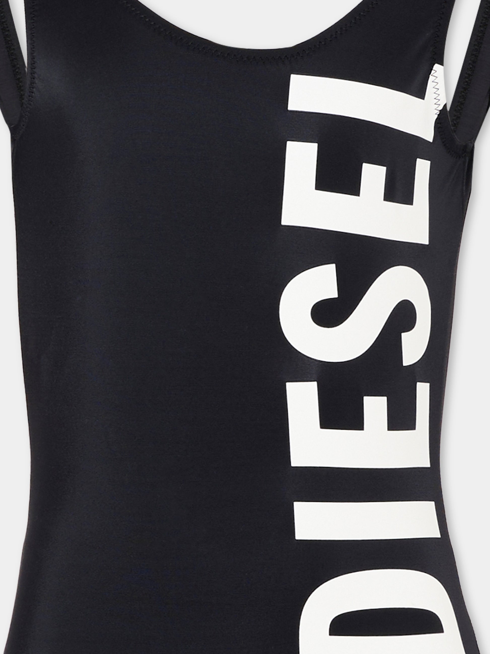 Costume intero nero per bambina con logo,Diesel,J02716 KYAG8 K900
