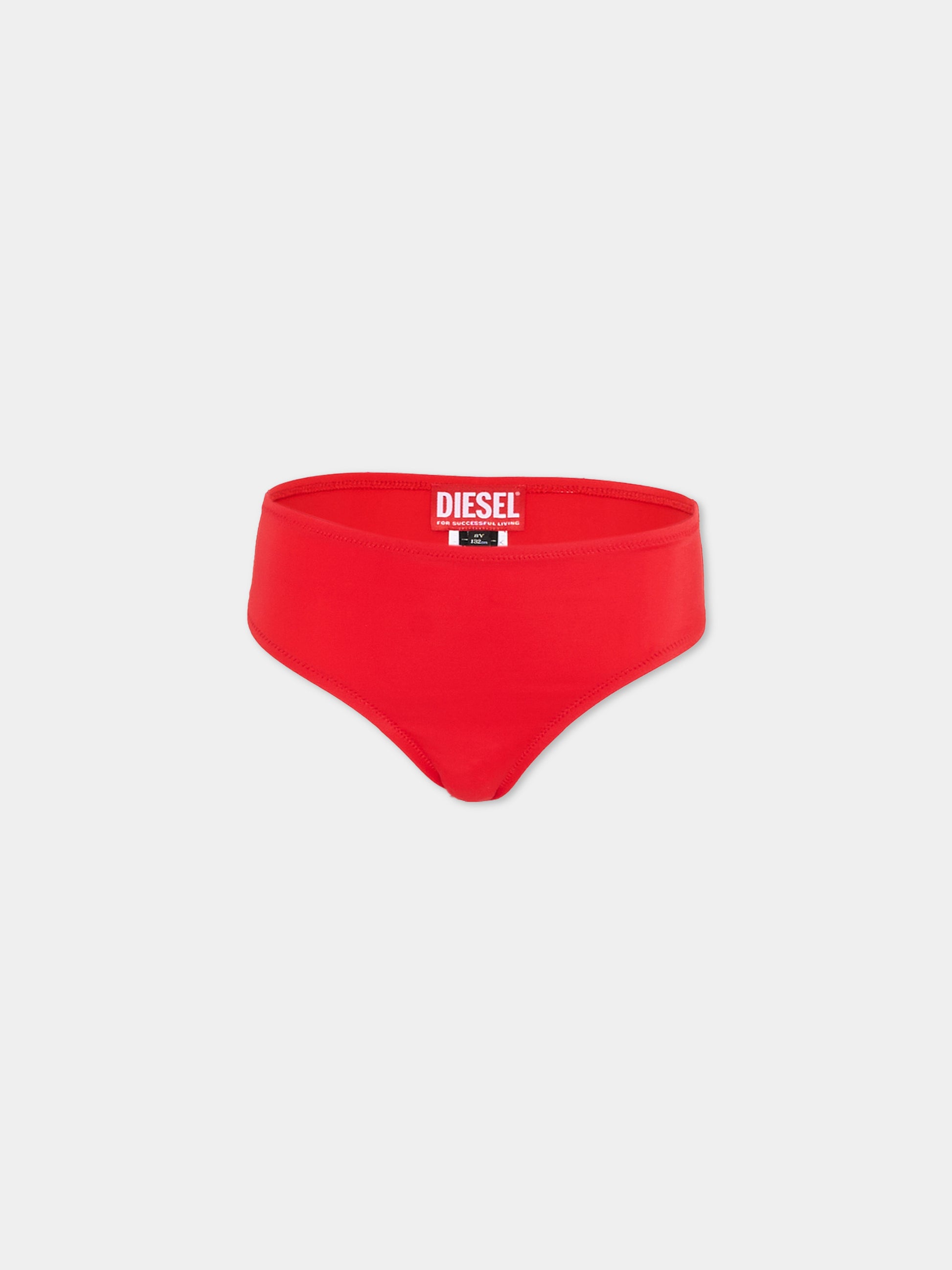 Slip mare rosso per bambino con logo,Diesel,J02719 KYAG8 K405