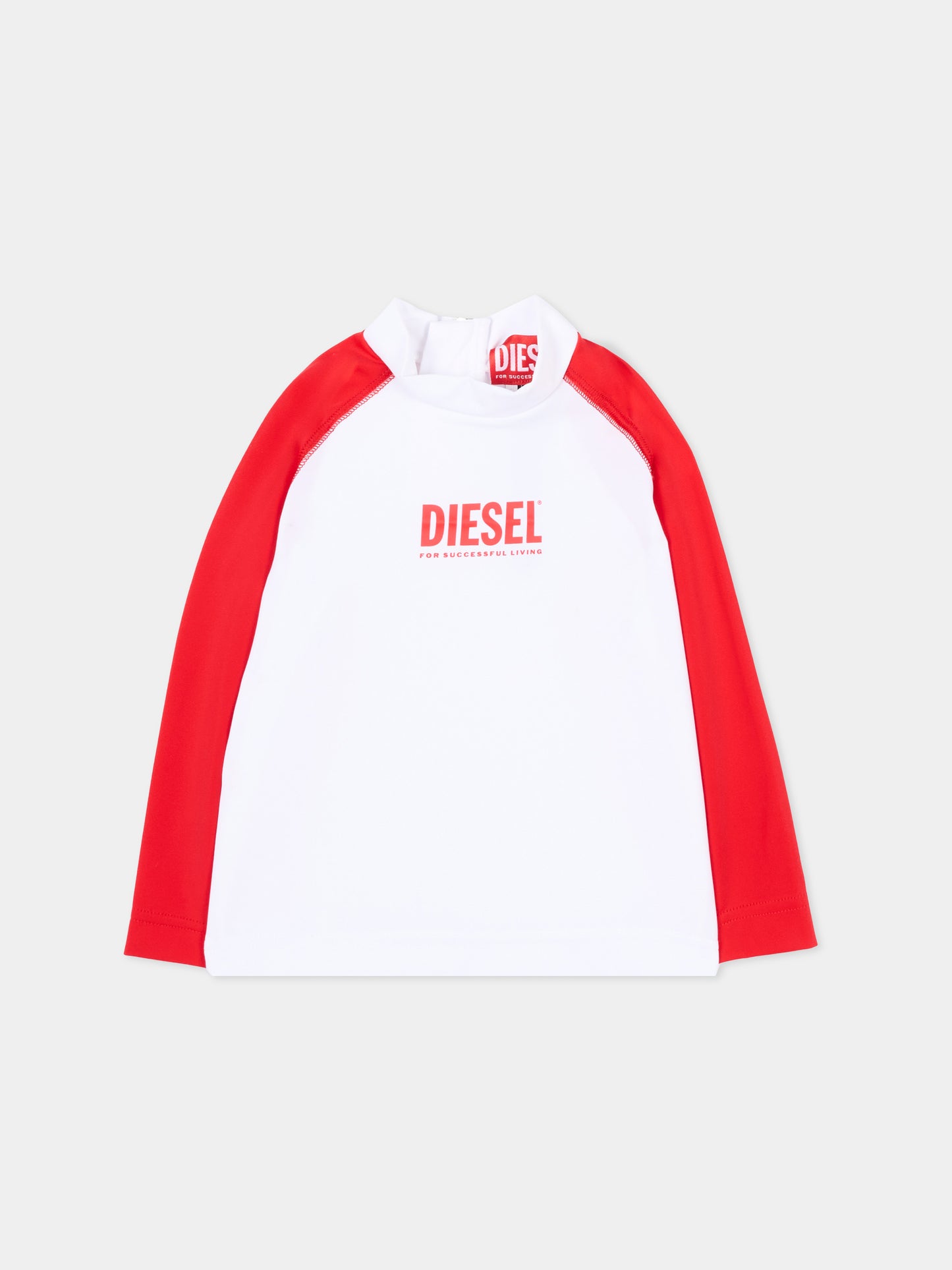 Maglia anti UV bianca per neonati con logo,Diesel,K00789 KYAG8 K405