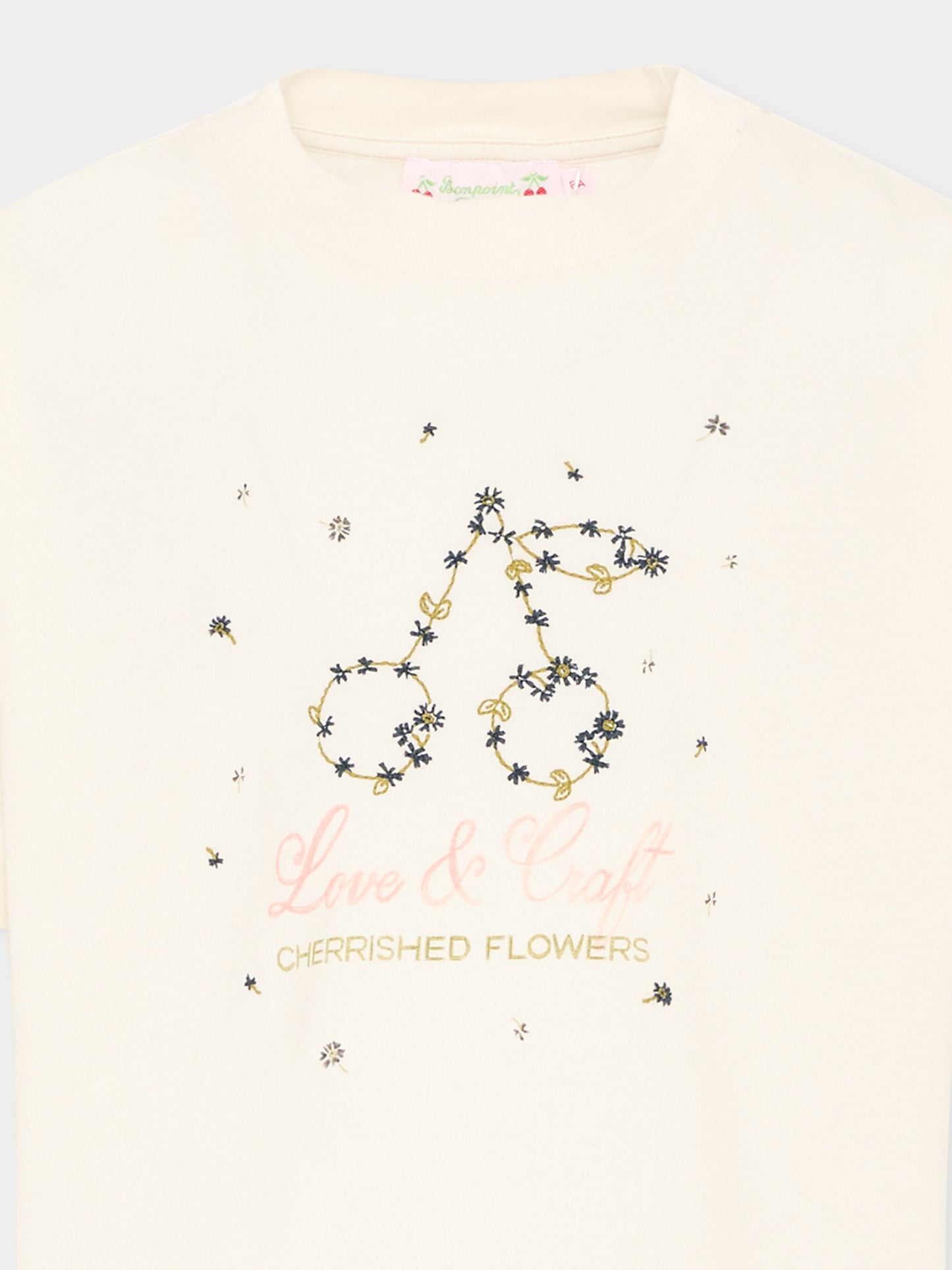 T-shirt avorio per bambina con ciliegie,Bonpoint,S06GTSK00024 102